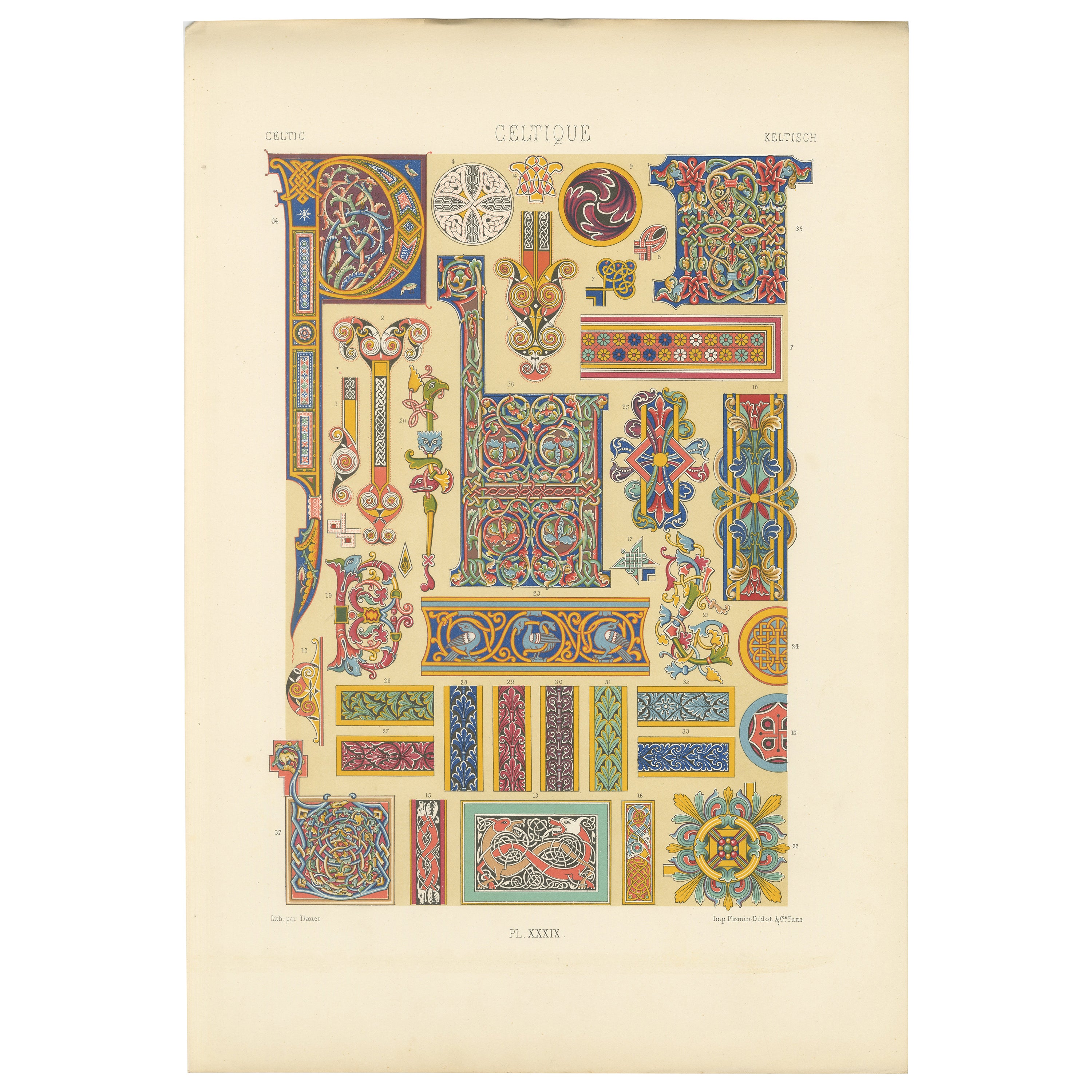 Ornamento Celta Iluminado - Motivos Decorativos de Manuscritos Antiguos, c.1869 en venta