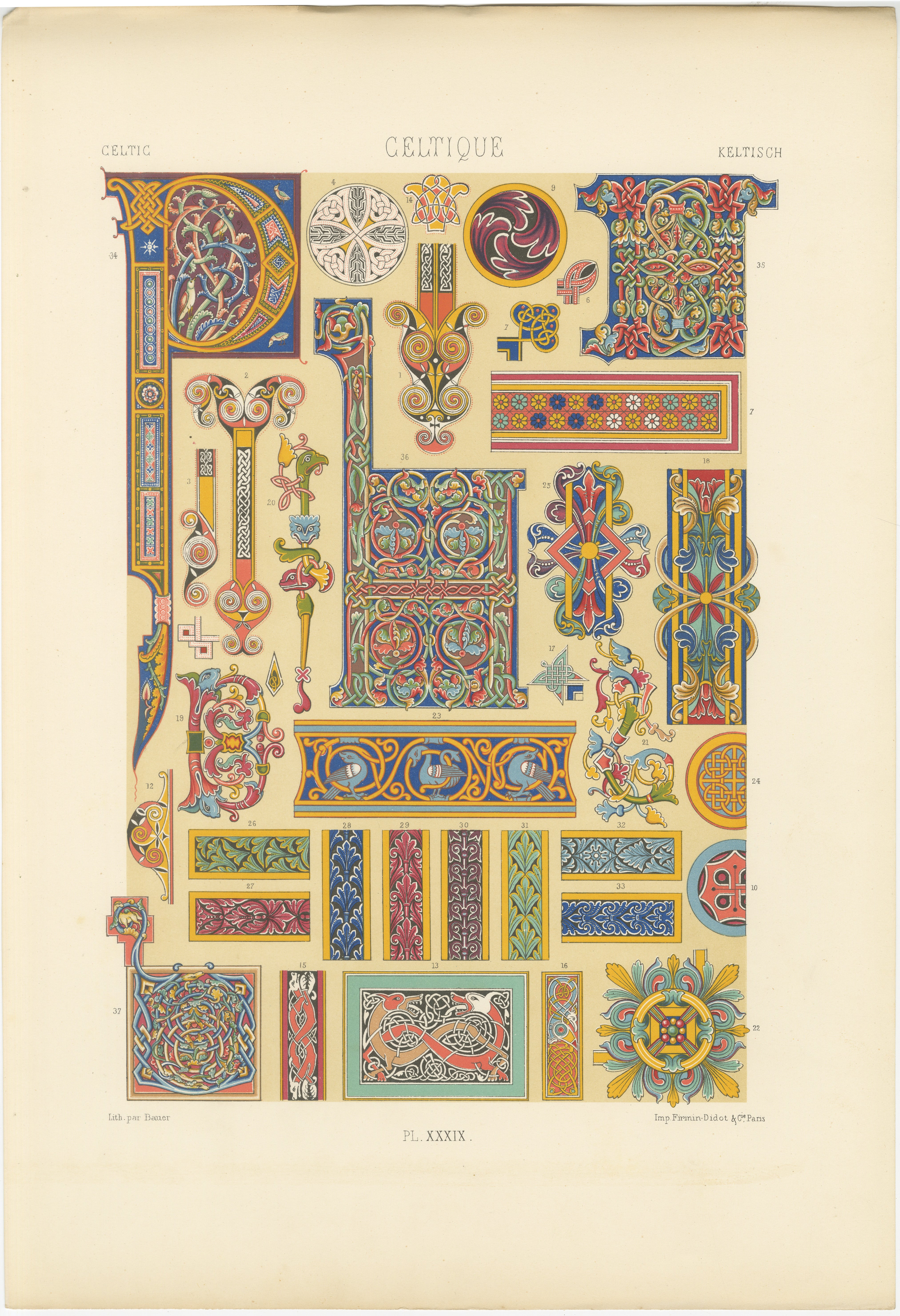 Ornement celtique enluminé - Motifs décoratifs tirés de manuscrits anciens, c.I.C. en vente