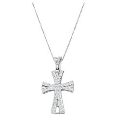 Celtic Irish Diamond Cross Pendant .84cttw 14k White Gold