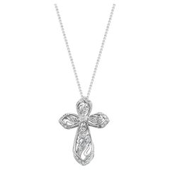 Diamant-Kreuz-Anhänger im Celtic Irish Style .50cttw 14k Weißgold