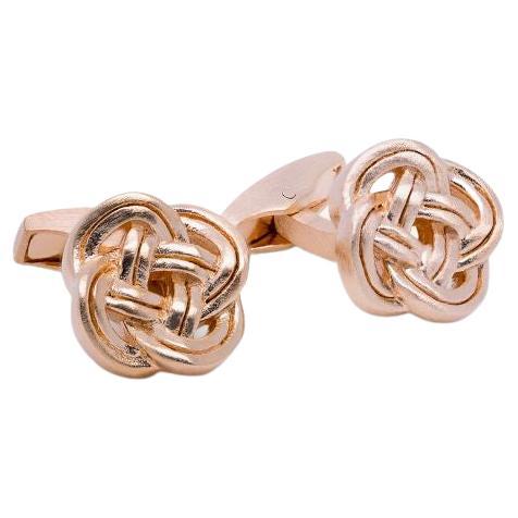 Celtic Knot Cufflinks in Rose Gold Plated Sterling Silver For Sale