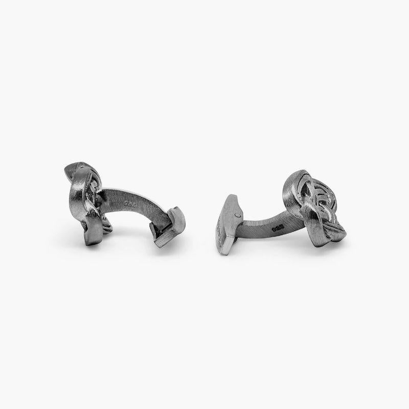 Celtic Knot Cufflinks in Sterling Silver

Intricately woven, rhodium plated sterling silver channels overlap, to form a classic, antique-finished Celtic knot. The continuous flow of the binding knot represents eternal life and each of the four