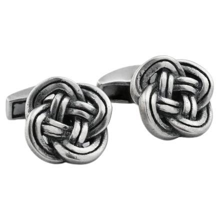 Celtic Knot Cufflinks in Sterling Silver For Sale