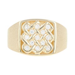 Celtic Knot Diamond Ring, 14 Karat Yellow Gold Men's Round Cut .39 Carat