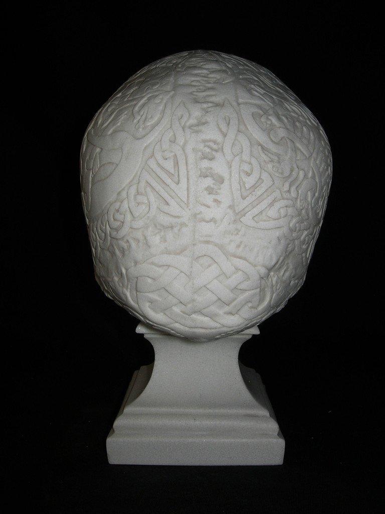 British Celtic Knotwork Skull Marble Sculpture, 20th Century For Sale