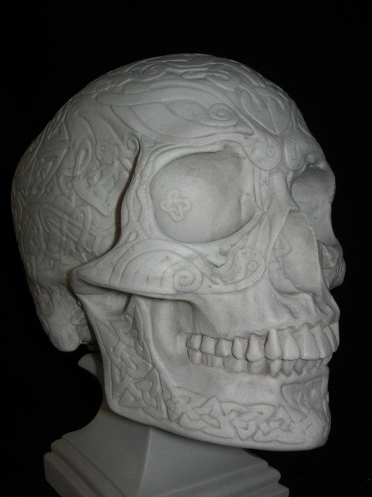 Celtic Knotwork Skull Marble Sculpture, 20th Century In Excellent Condition For Sale In London, GB