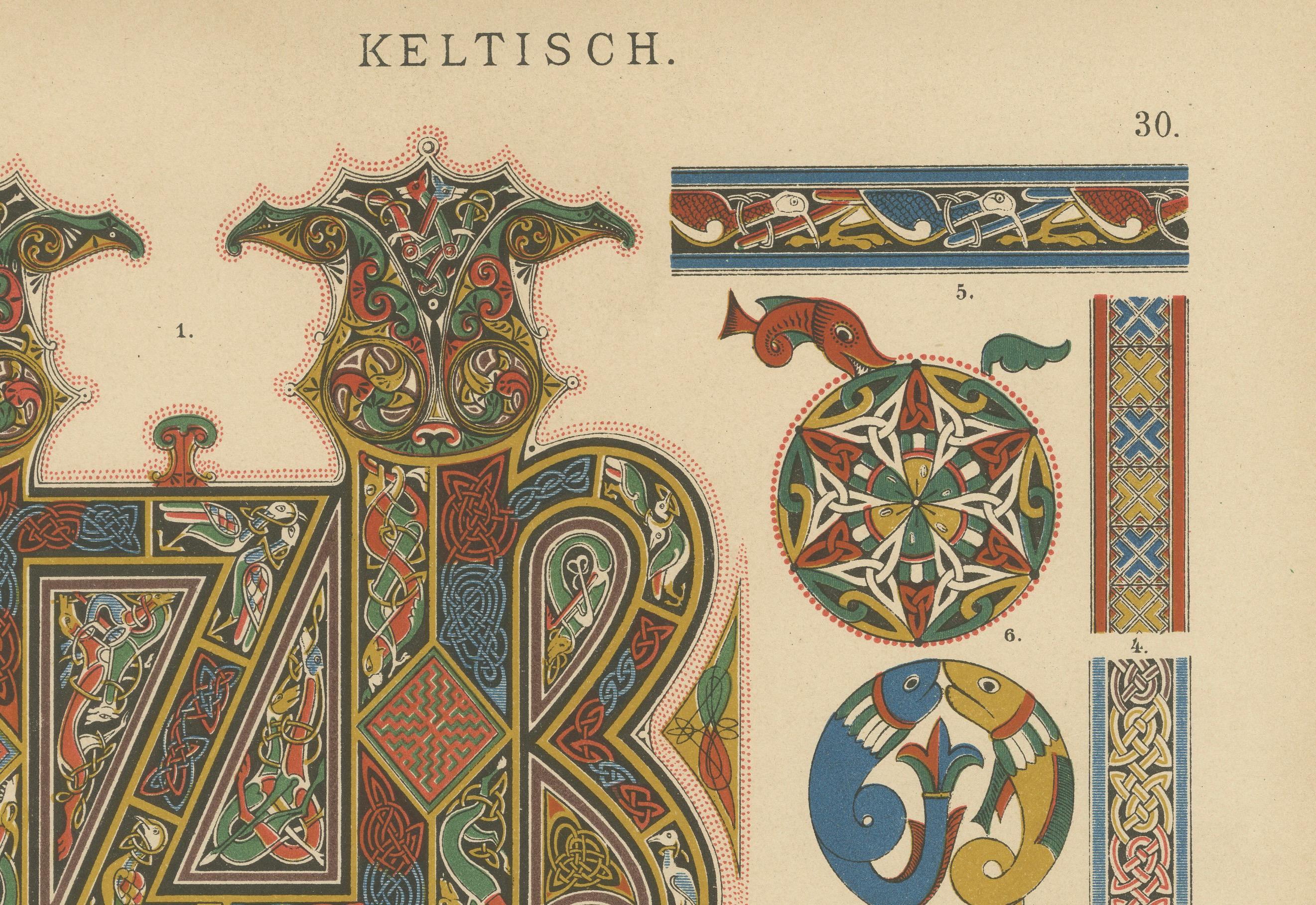 Late 19th Century Celtic Manuscript Painting, 1887