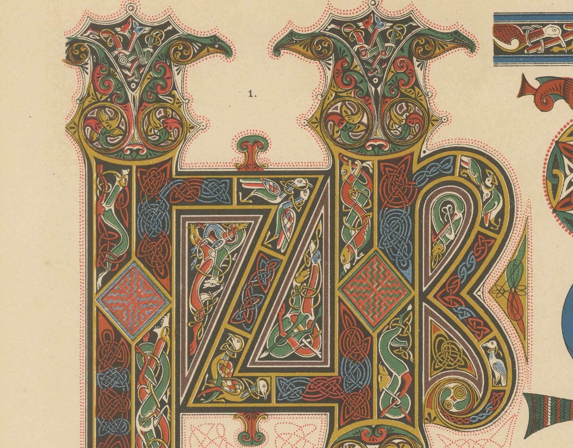 Paper Celtic Manuscript Painting, 1887