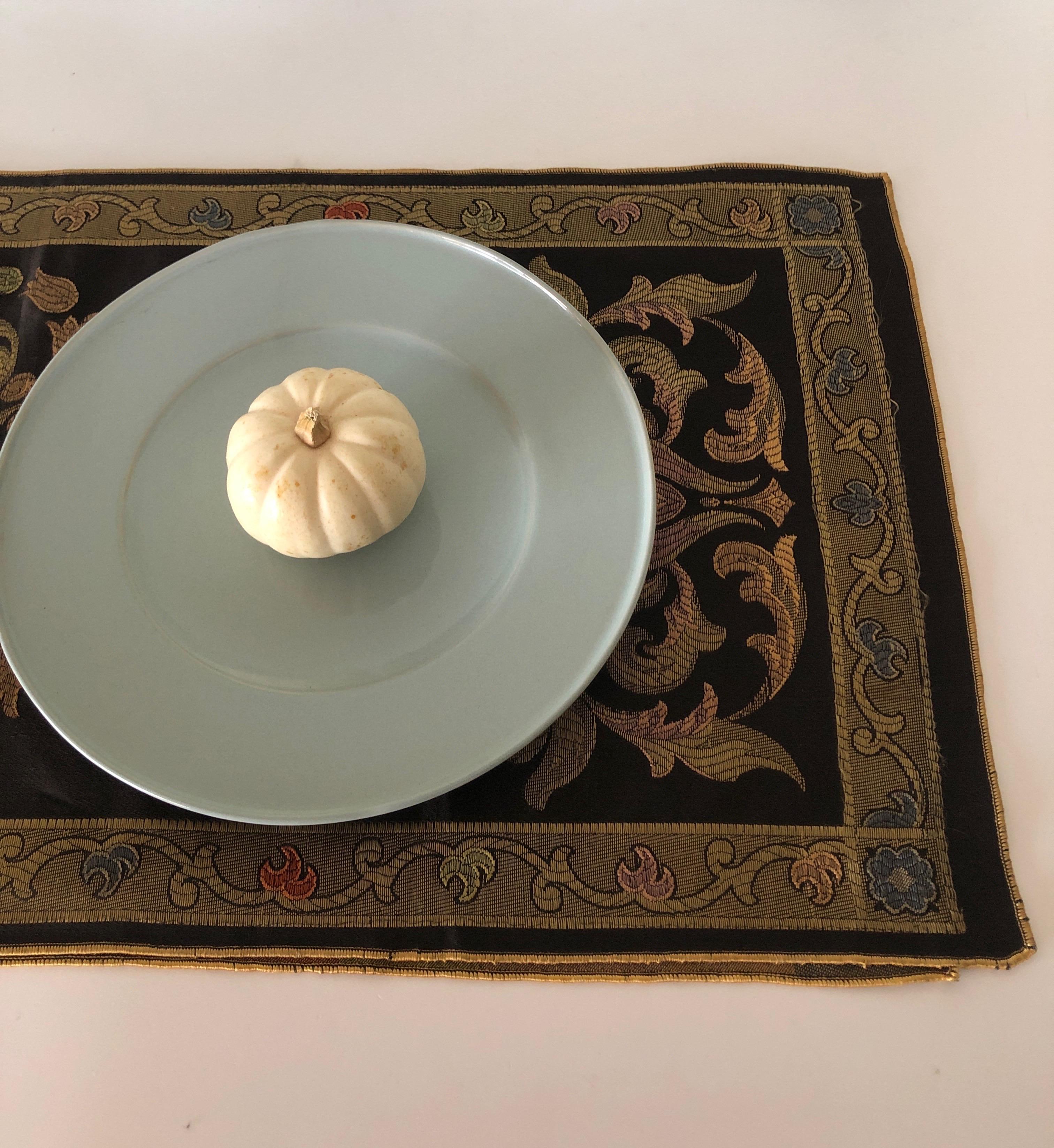 Late 20th Century Celtic Style Woven Gold and Green Table Runner