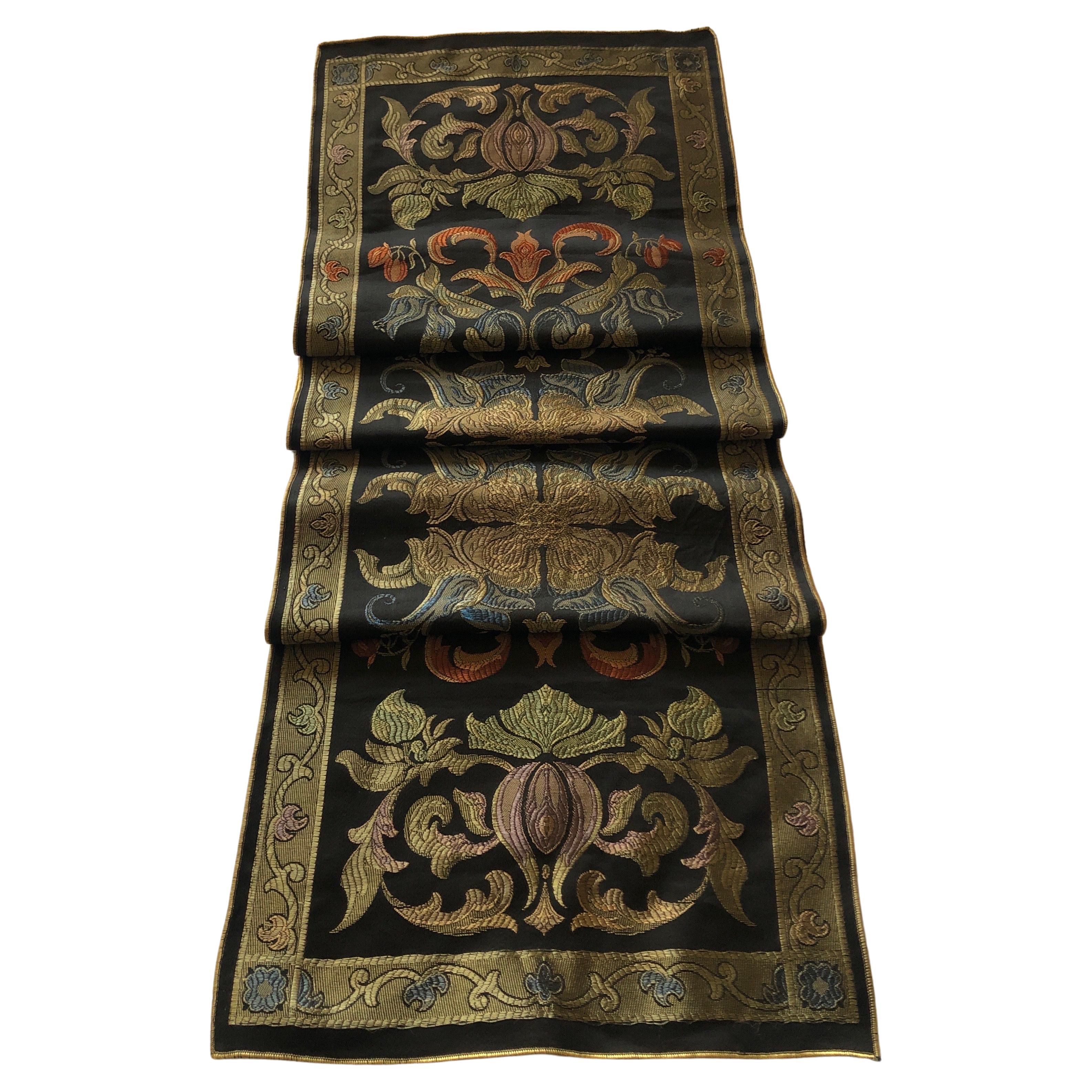 Celtic Style Woven Gold and Green Table Runner