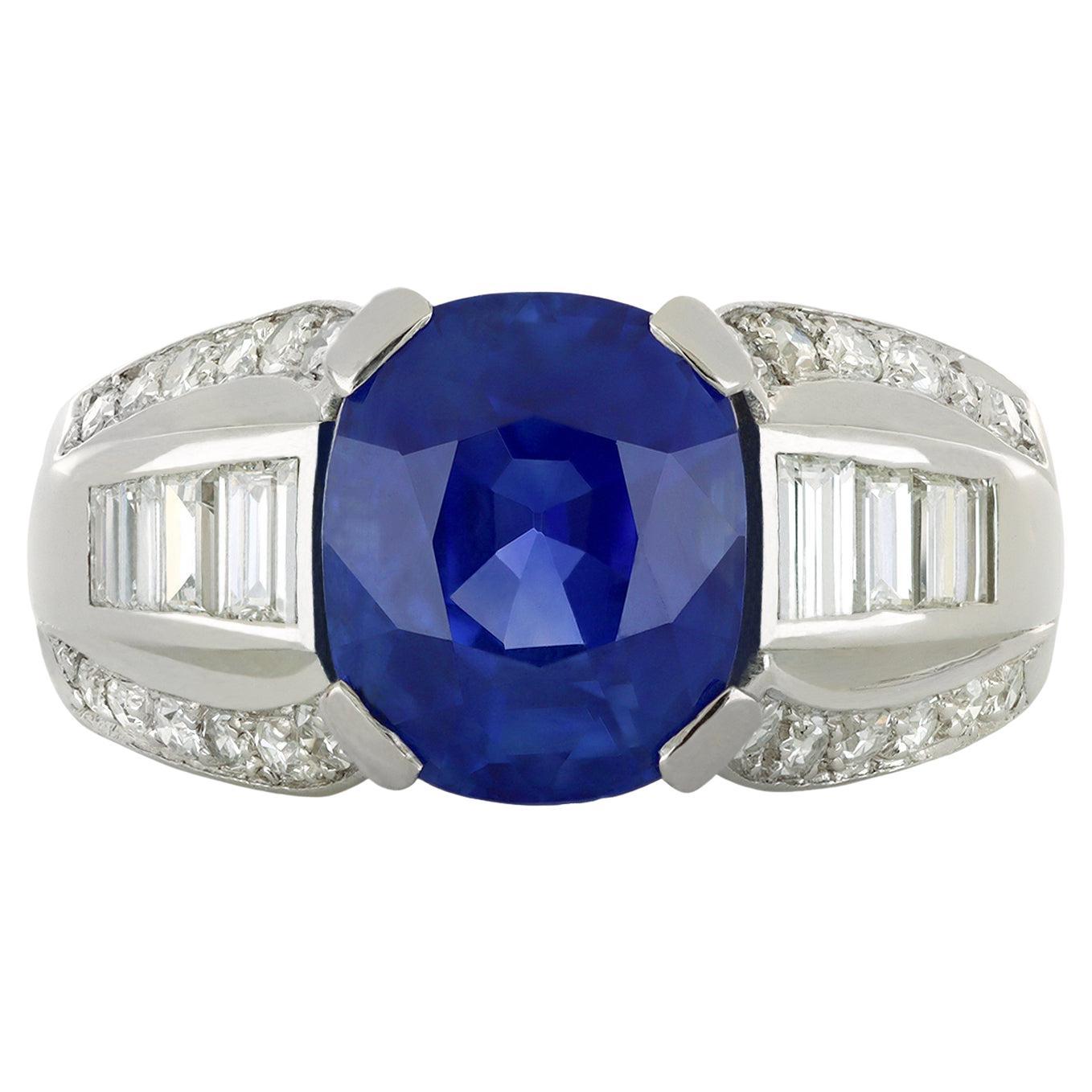 Celyon Sapphire and Diamond Ring, French, circa 1930. For Sale
