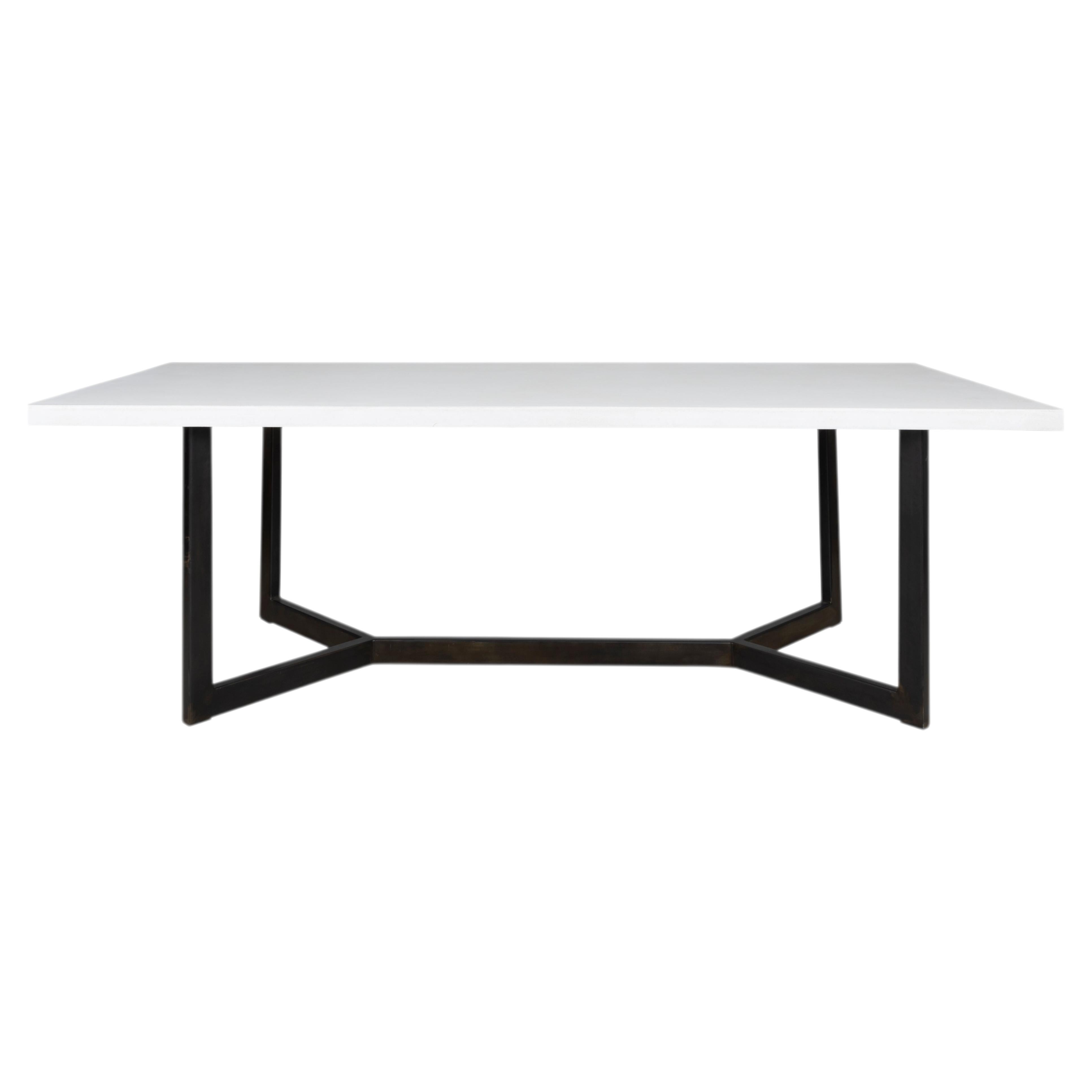 Cement and Steel Modern Dining Table For Sale