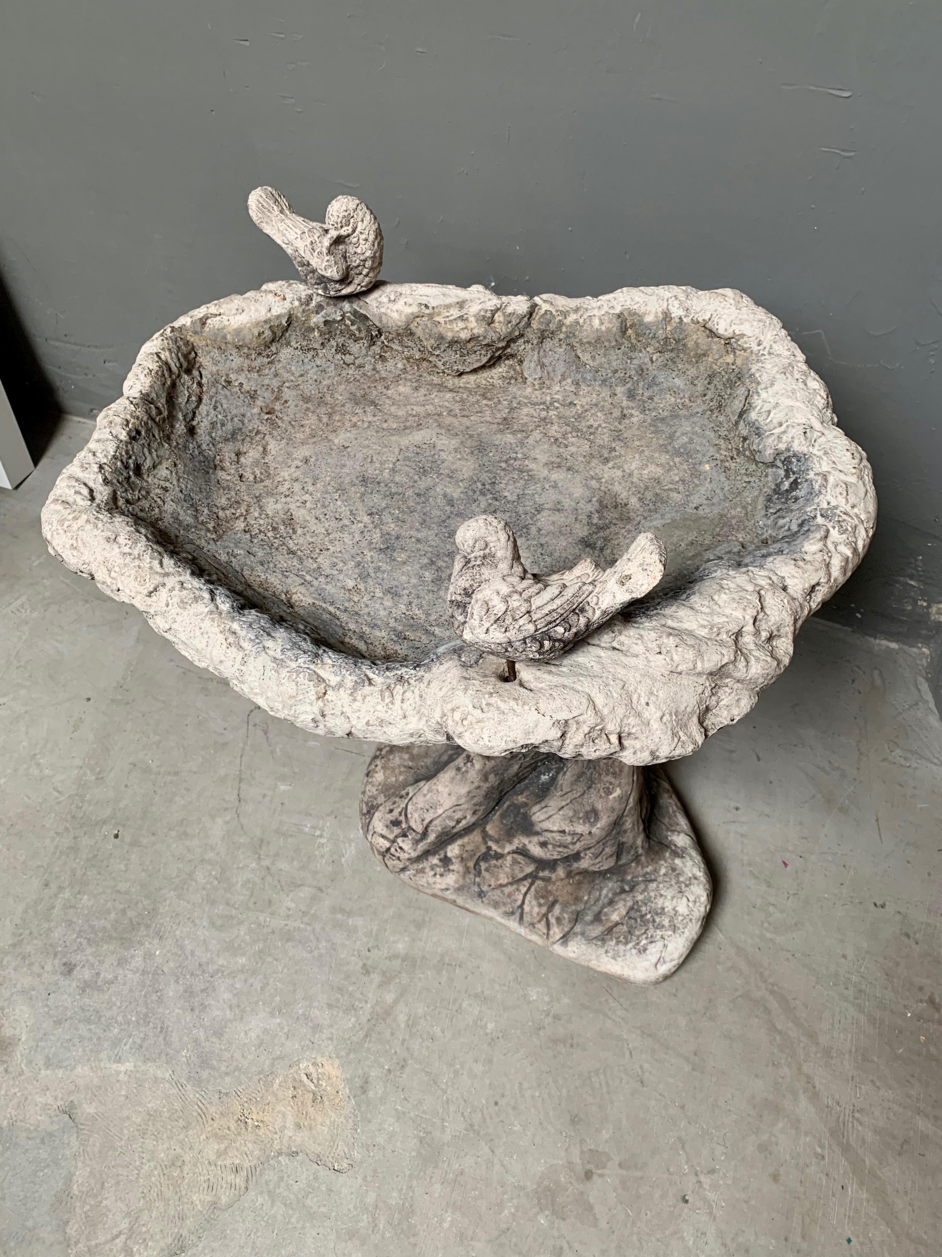 Late 20th Century Cement Bird Bath