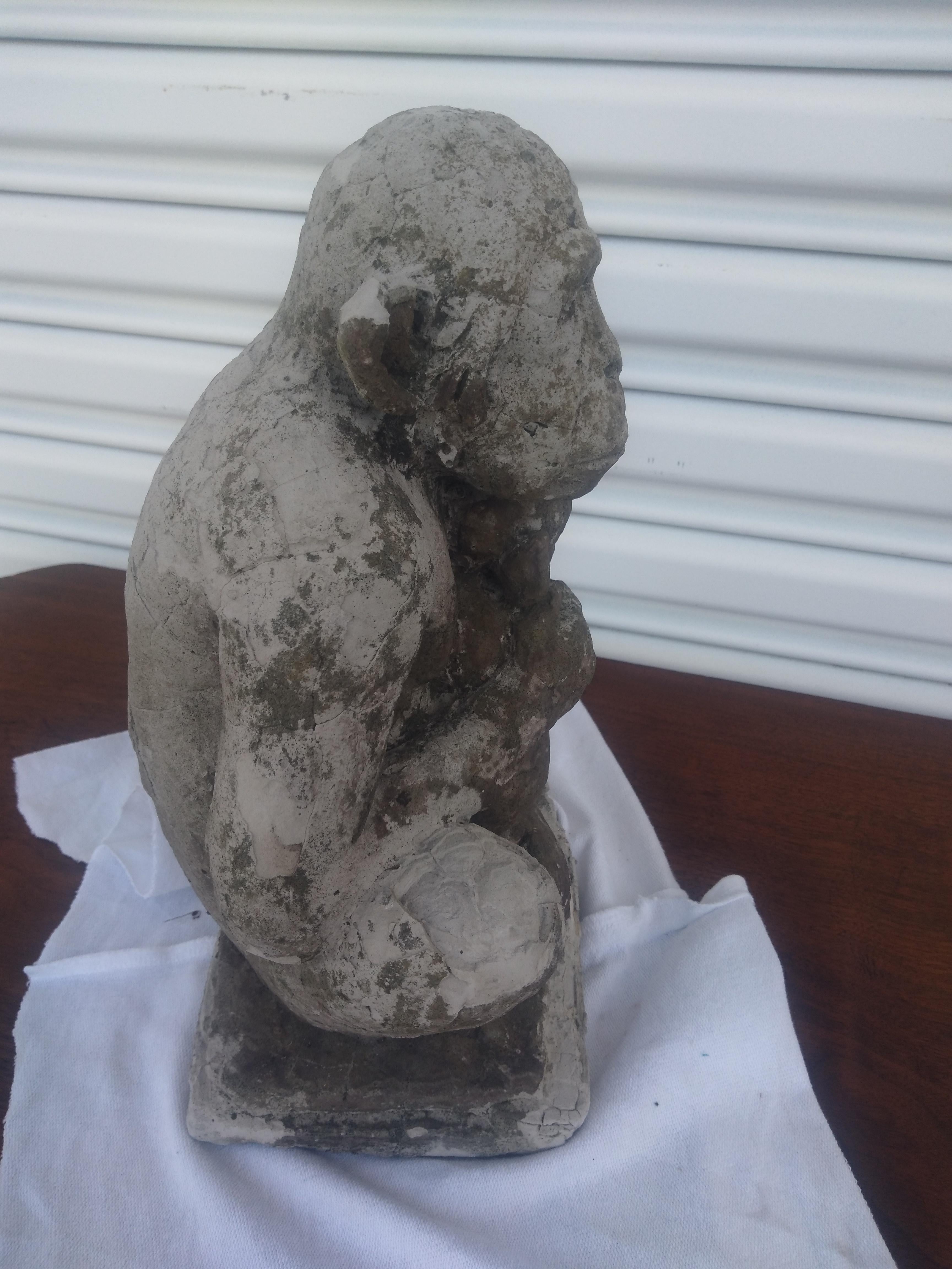American Cement Cast Monkey carrying child For Sale