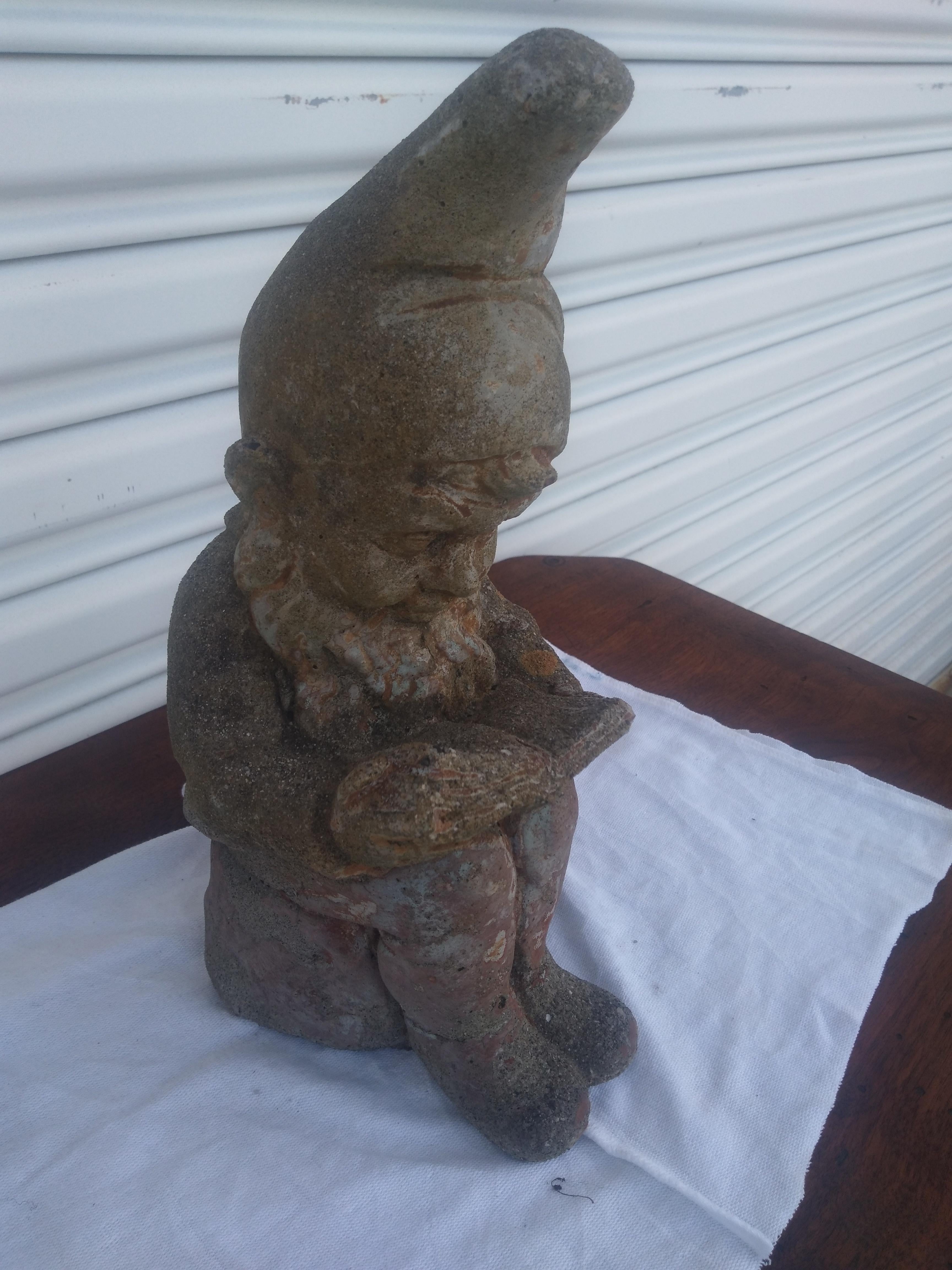 20th Century Cement Cast Reading Gnome For Sale