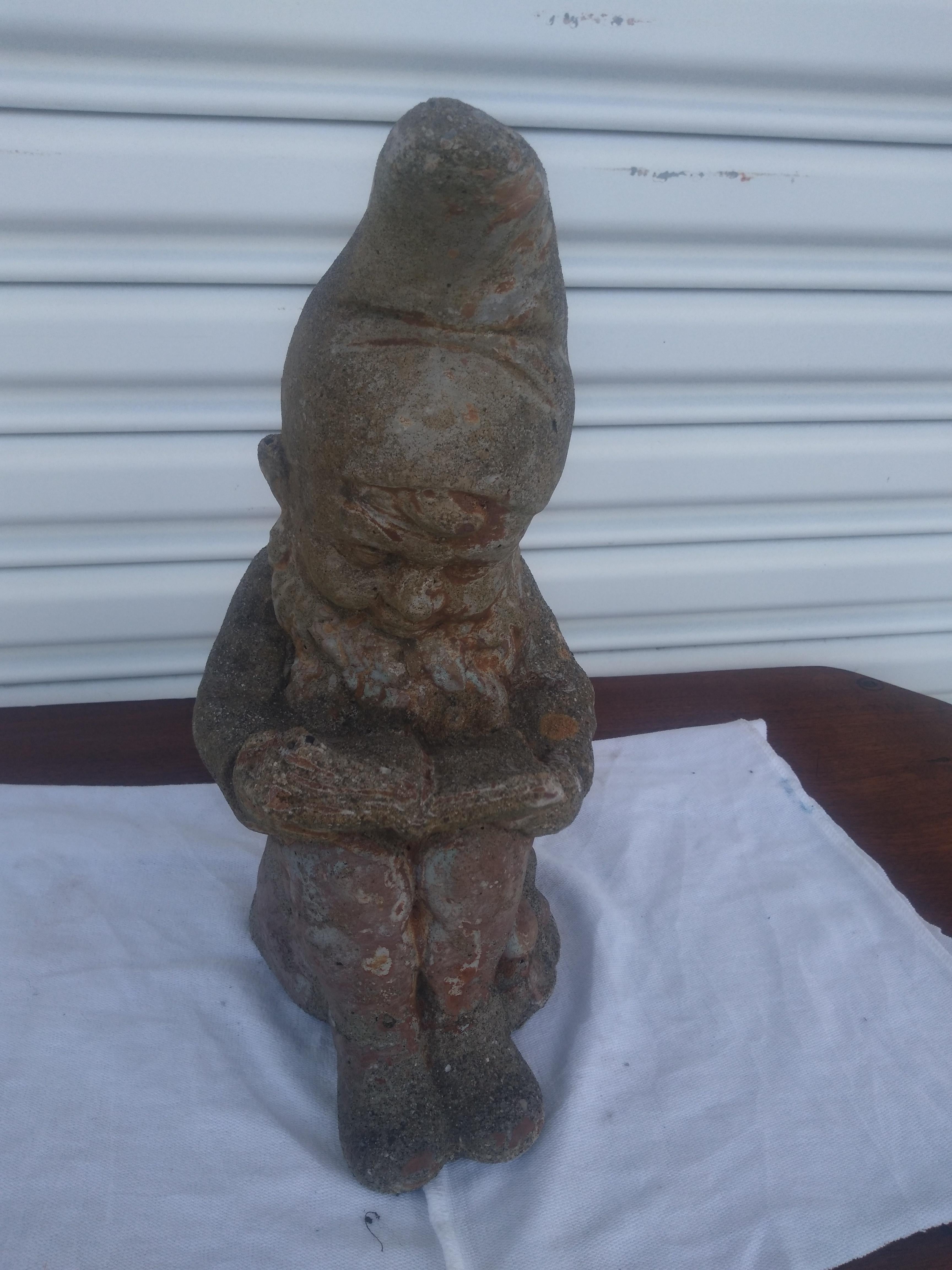 Cement Cast Reading Gnome For Sale 1
