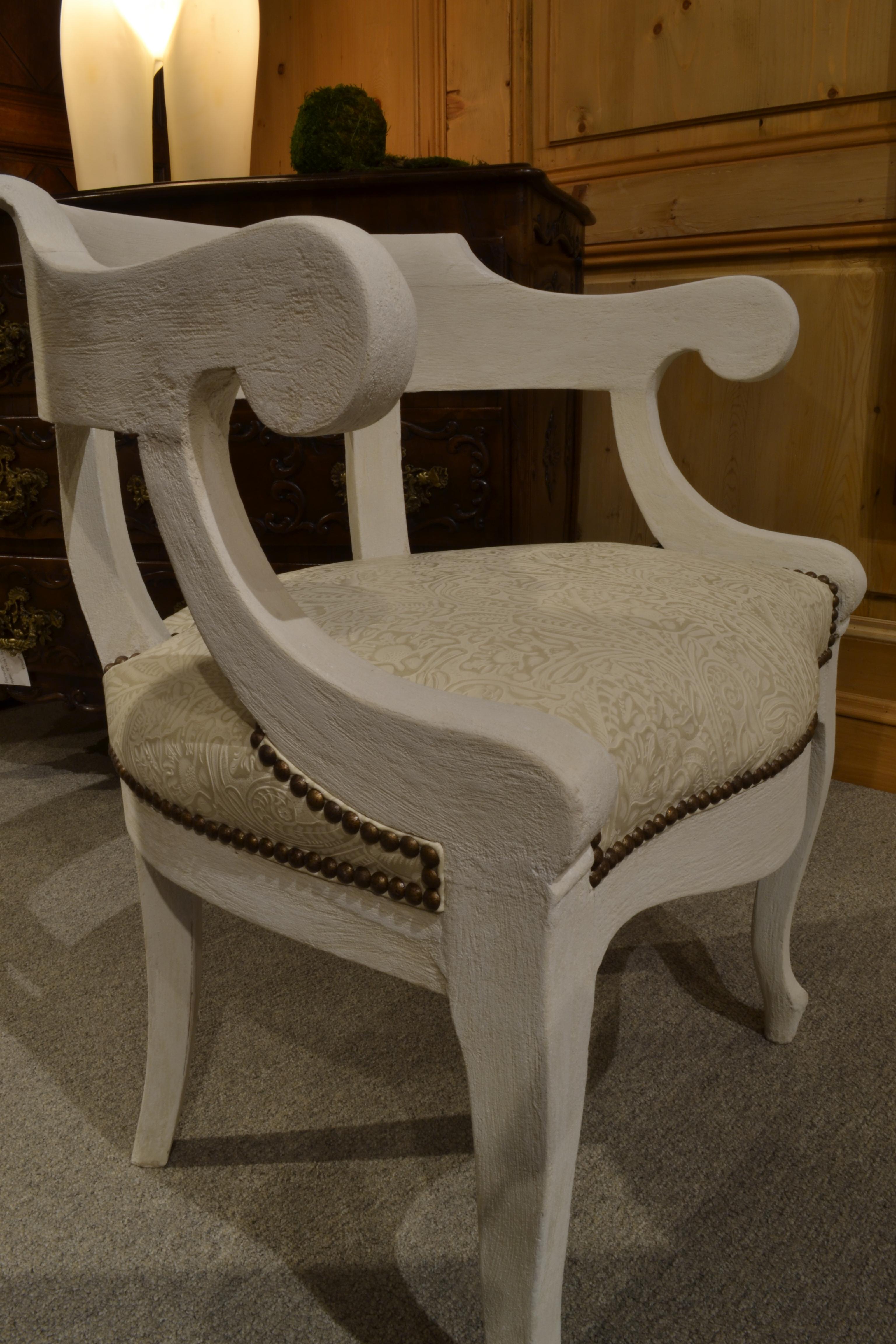 Cement Encrusted French Captain Armchair In Good Condition For Sale In Chicago, IL