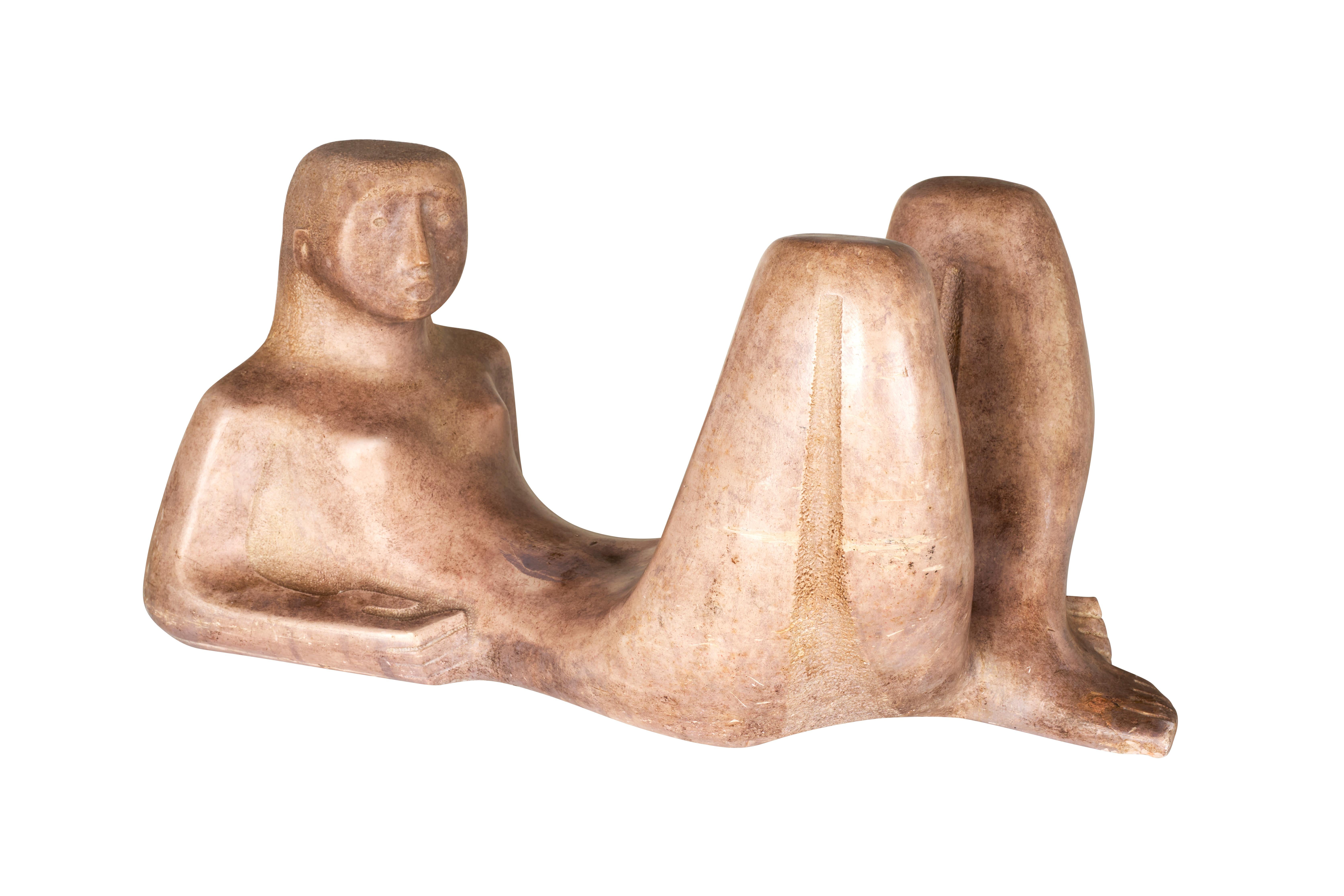 Stone Cement Sculpture of Lounging Woman  For Sale