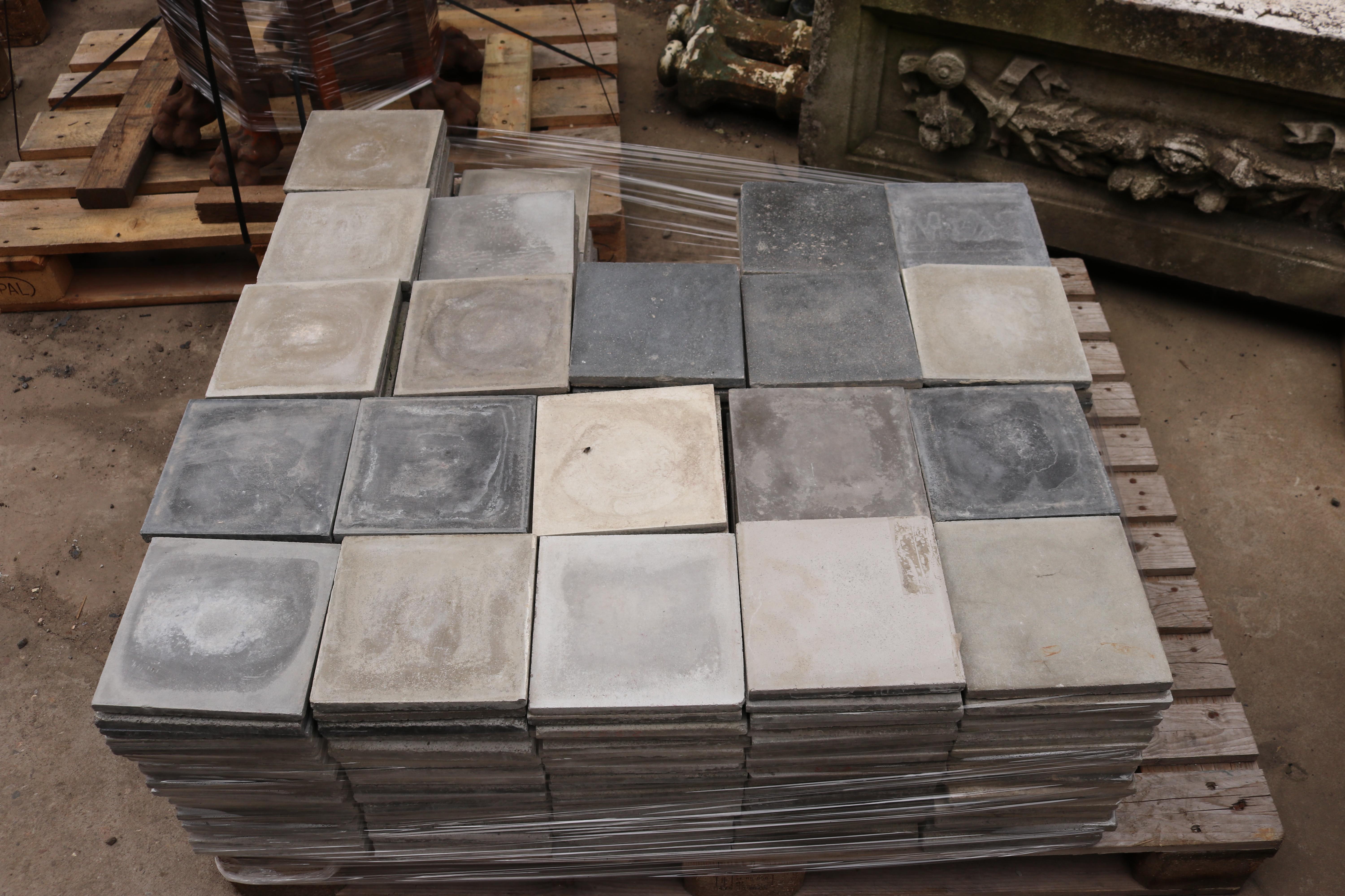 Cement Shades of Grey Reclaimed Floor or Wall Tiles In Fair Condition For Sale In Wormelow, Herefordshire