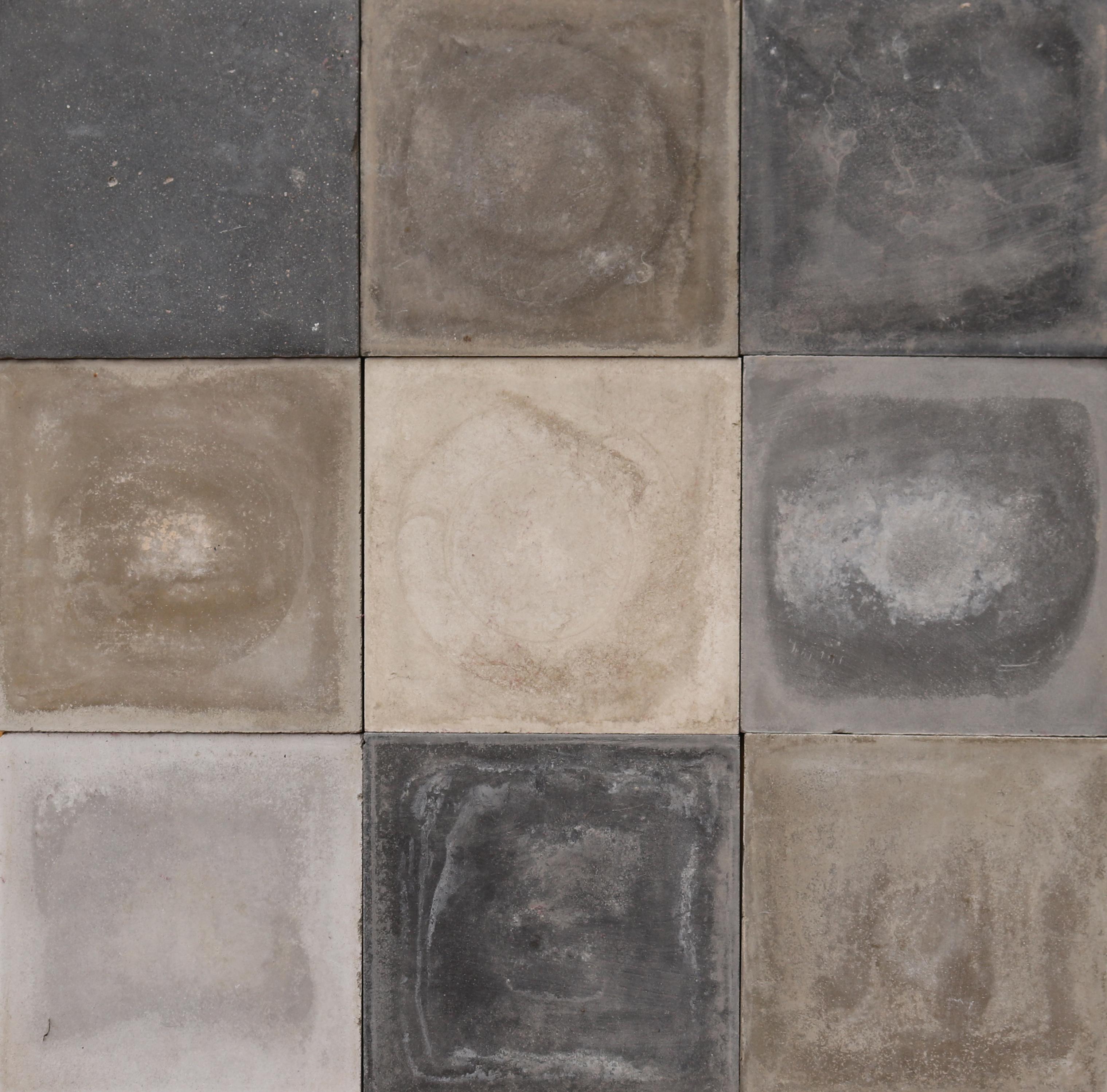20th Century Cement Shades of Grey Reclaimed Floor or Wall Tiles For Sale