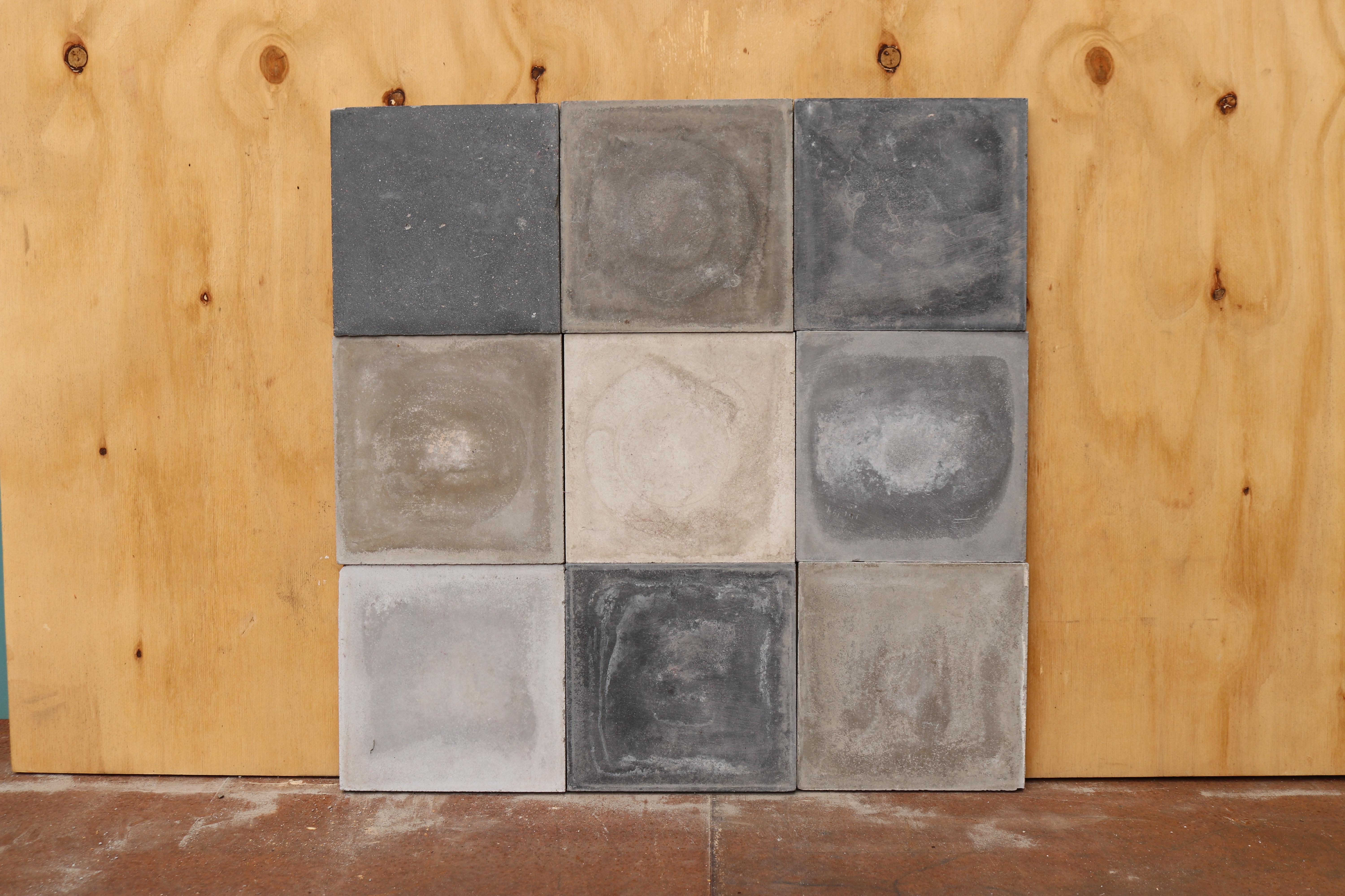Cement Shades of Grey Reclaimed Floor or Wall Tiles For Sale 2