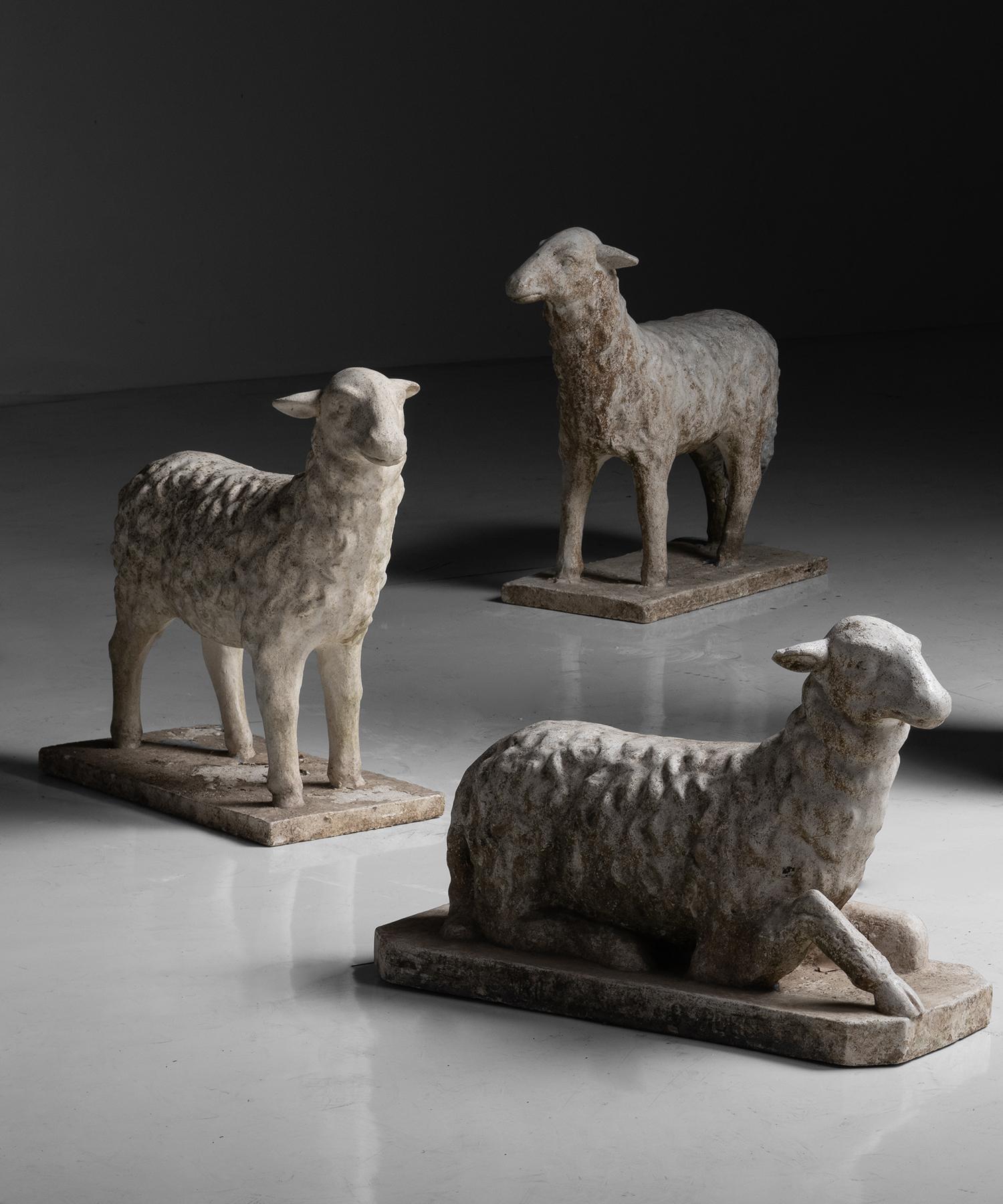 French Cement Sheep, France Circa 1950 For Sale