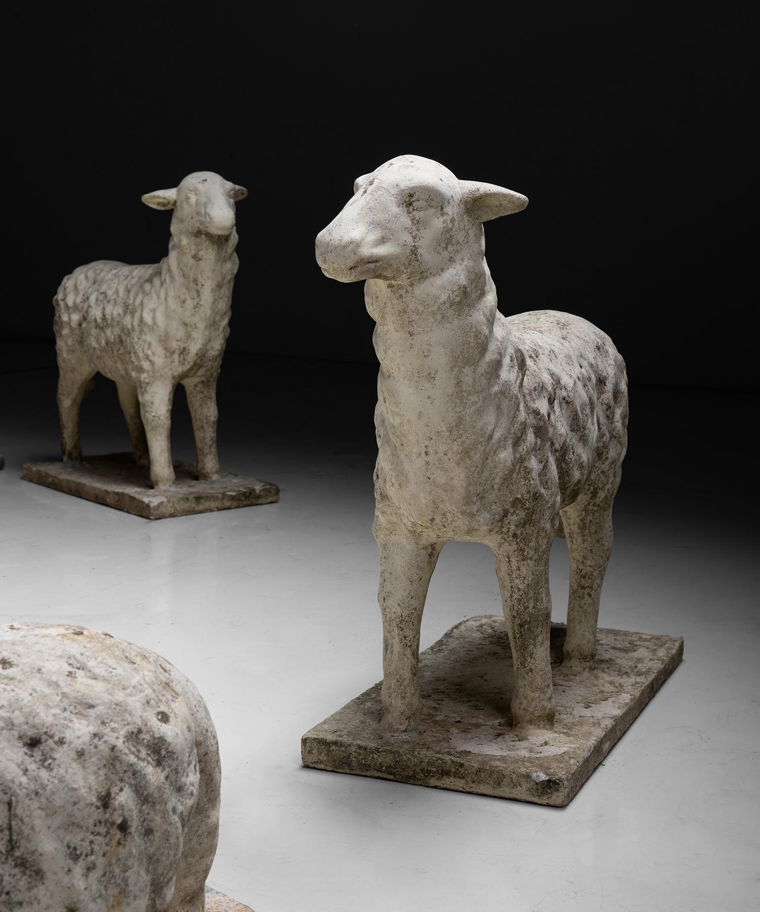 Cement Sheep, France Circa 1950 In Good Condition For Sale In Culver City, CA