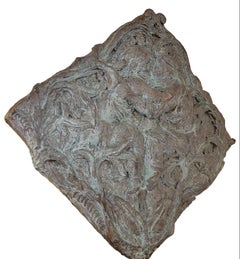Cement Signed Plaque of 2 Kissing Lovers