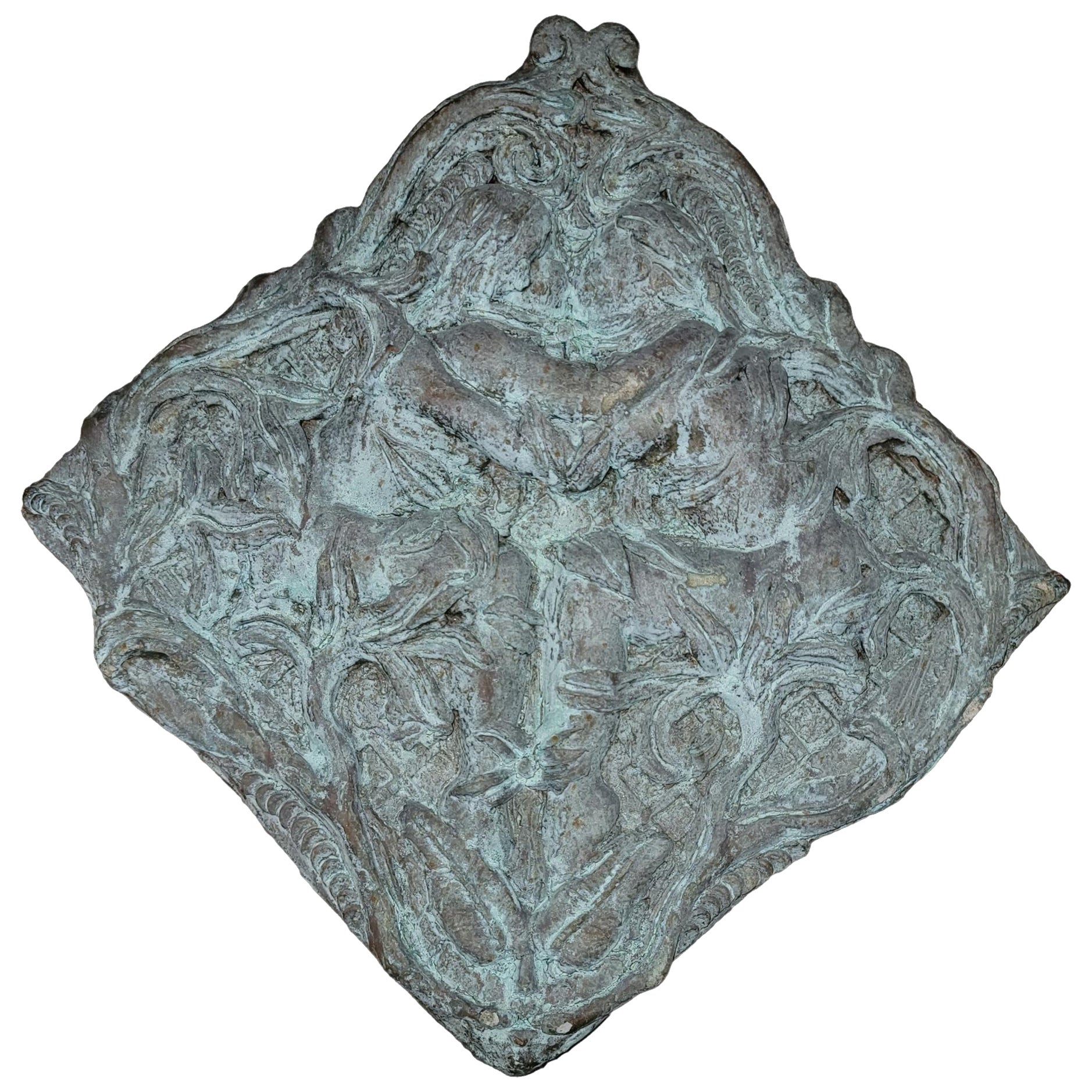 Cement Signed Plaque of 2 Kissing Lovers
