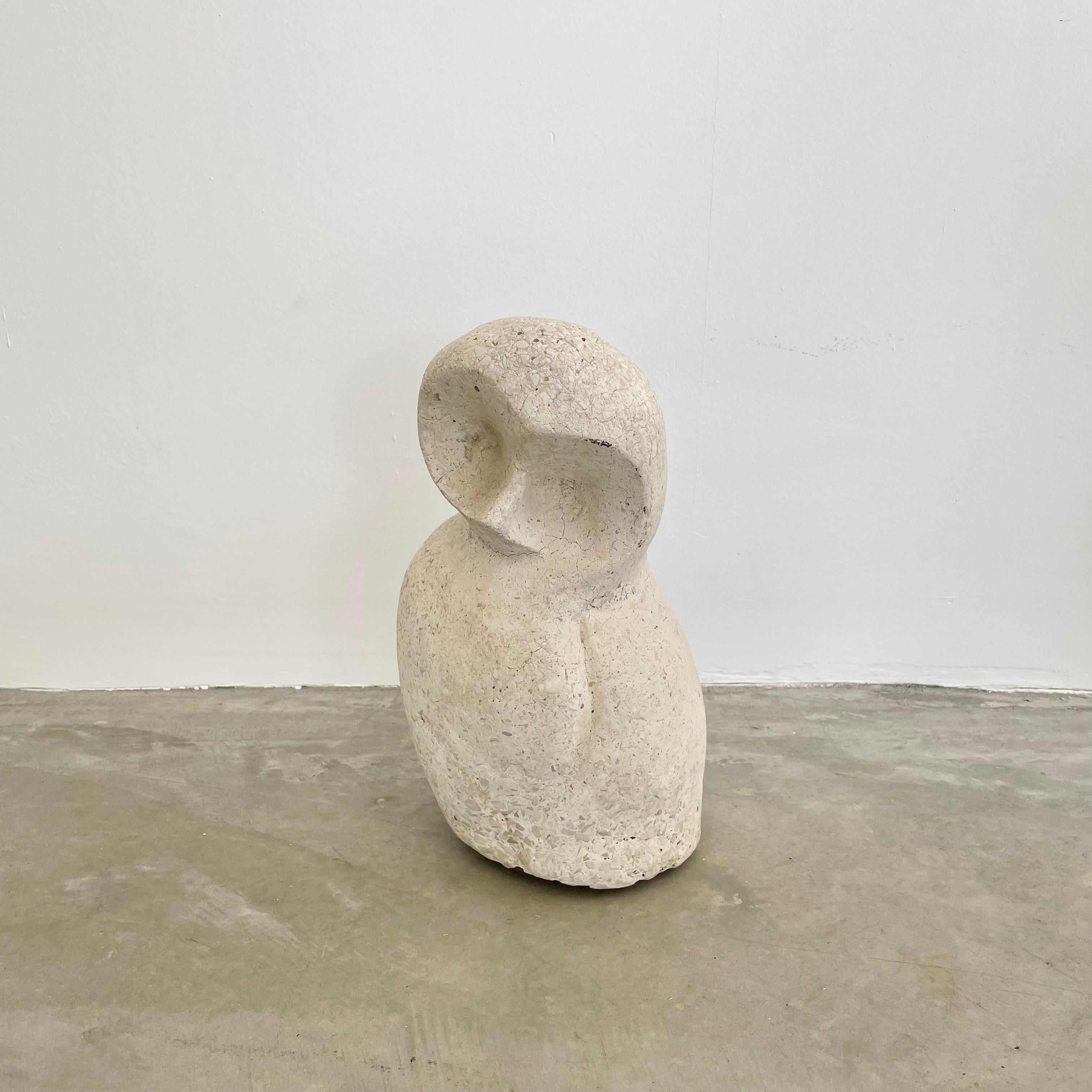 Cement Stone Owl Sculpture in the Style of Constantin Brâncuși, circa 1960 In Good Condition For Sale In Los Angeles, CA