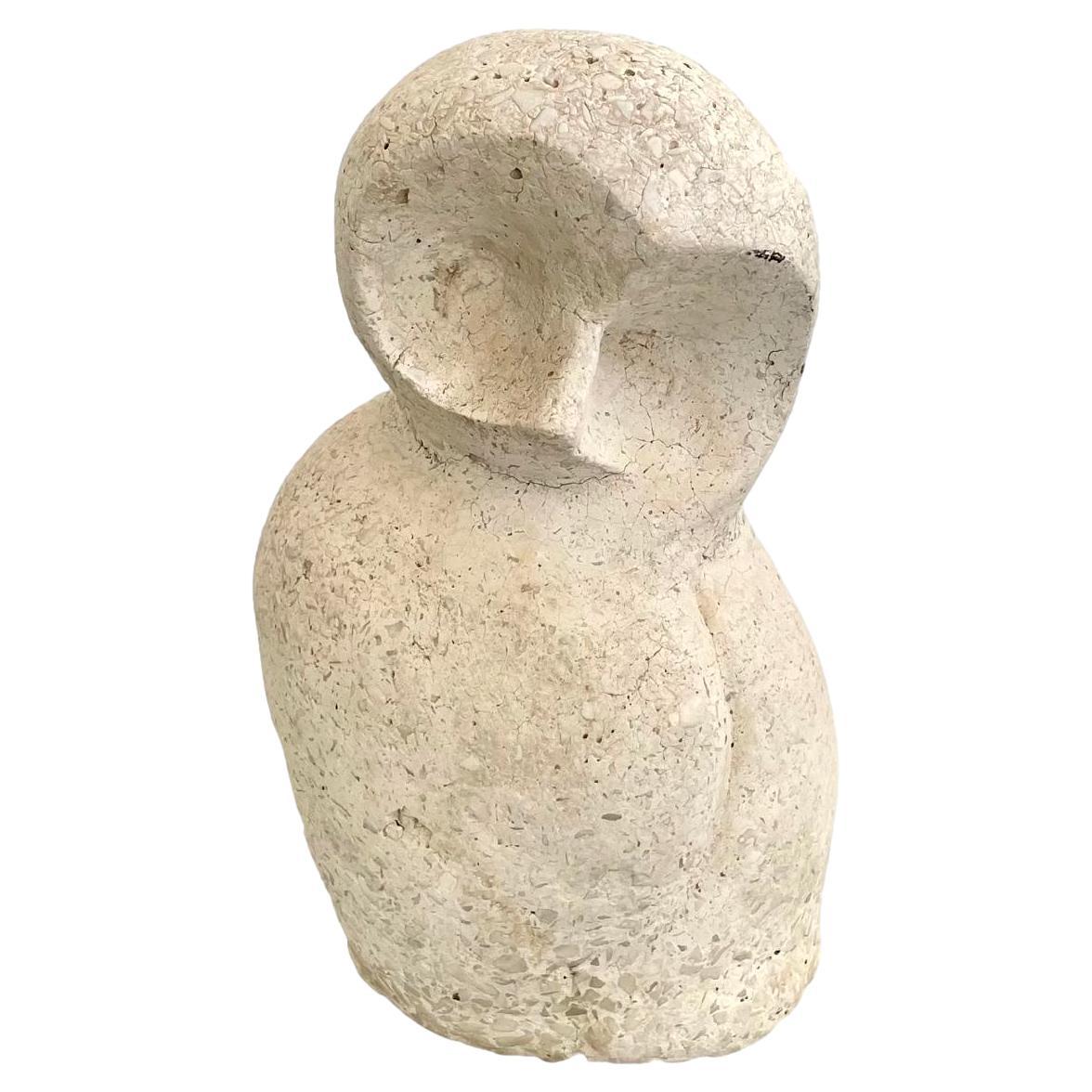Cement Stone Owl Sculpture in the Style of Constantin Brâncuși, circa 1960 For Sale