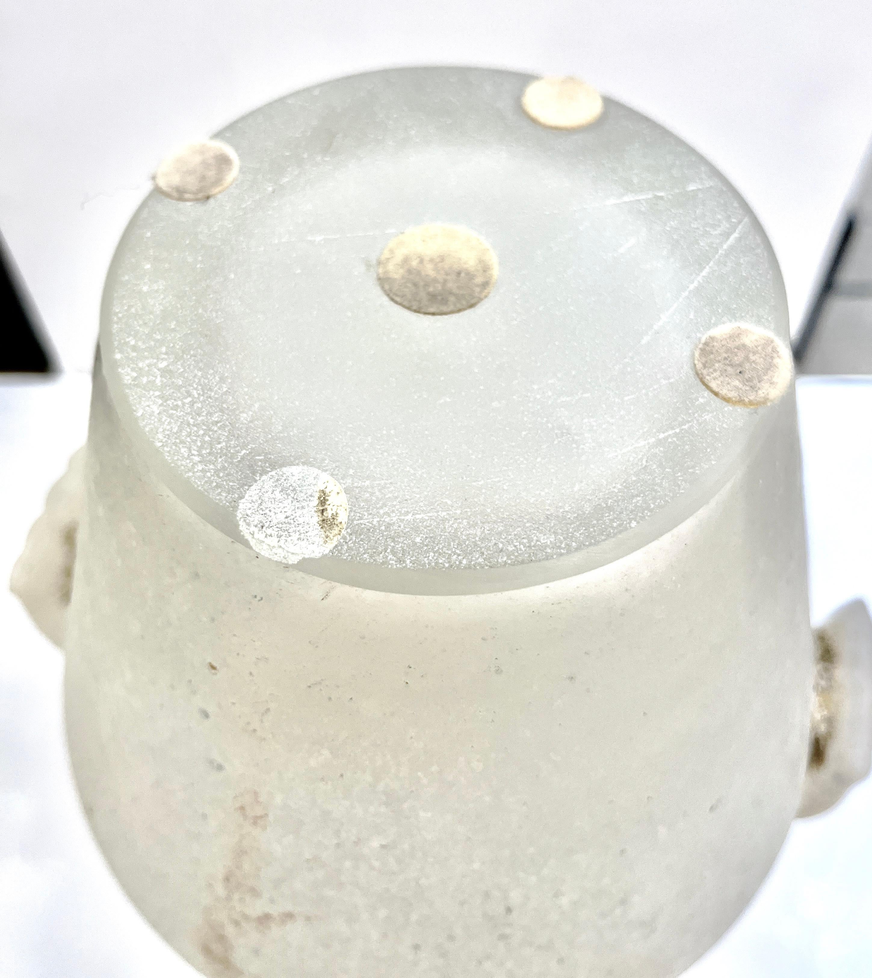 Cenedese 1950s Mid-Century Modern Italian White Scavo Murano Glass Round Vase For Sale 2