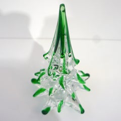 Cenedese 1980 Italian Modern Forest Green Spike Murano Glass Tree Sculpture