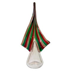 Cenedese 1980 Italienisch Vintage Grün Rot Kupfer Murano Glas Großer Baum Skulptur