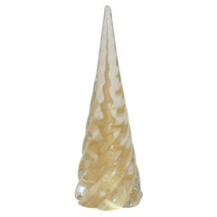 Cenedese 1980s Italian Modern 24K Gold Dust Crystal Murano Glass Tree Sculpture