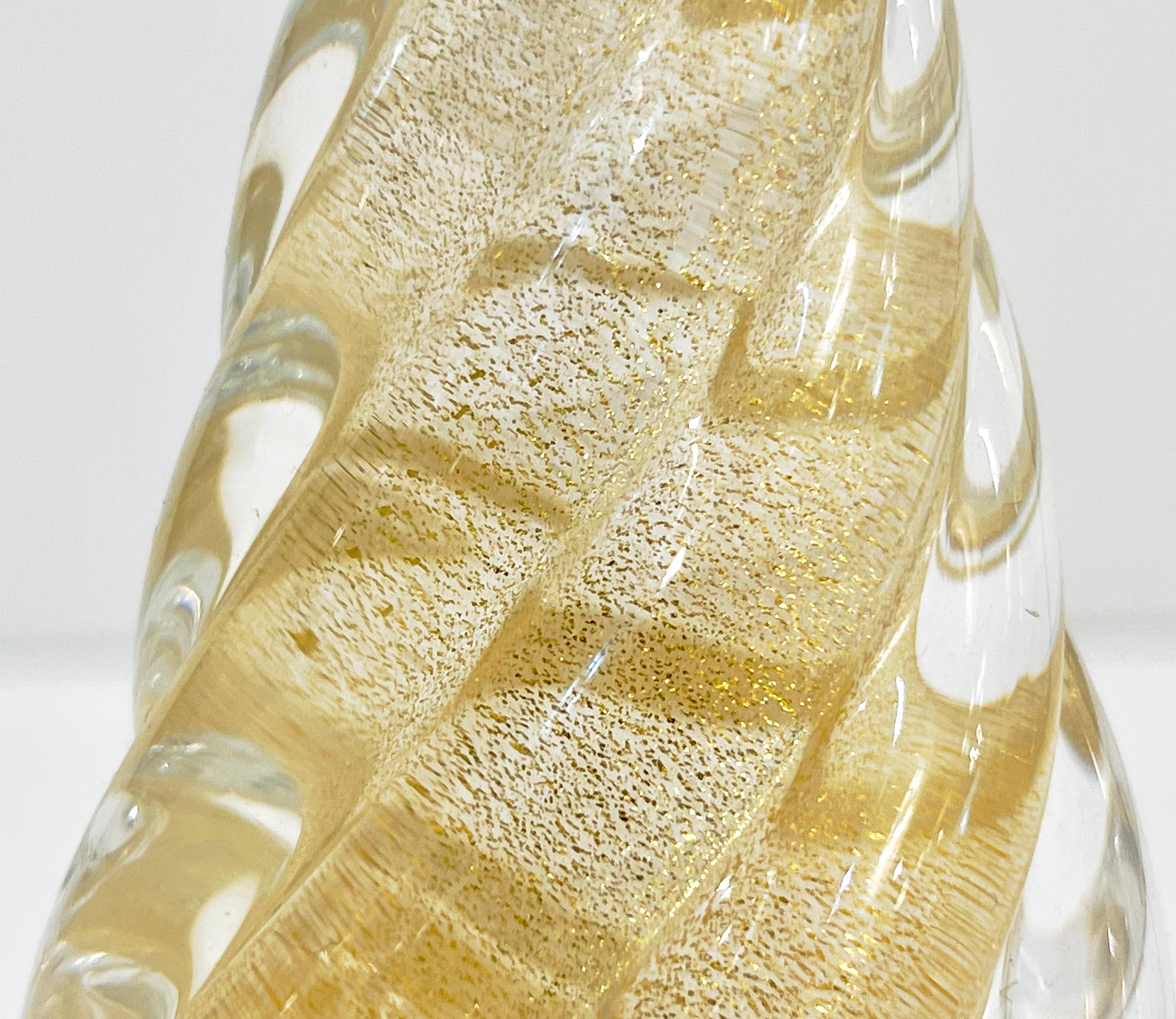 Cenedese 1980 Italian Modernity 24K Gold Dust Twisted Murano Glass Tree Sculpture Bon état - En vente à New York, NY