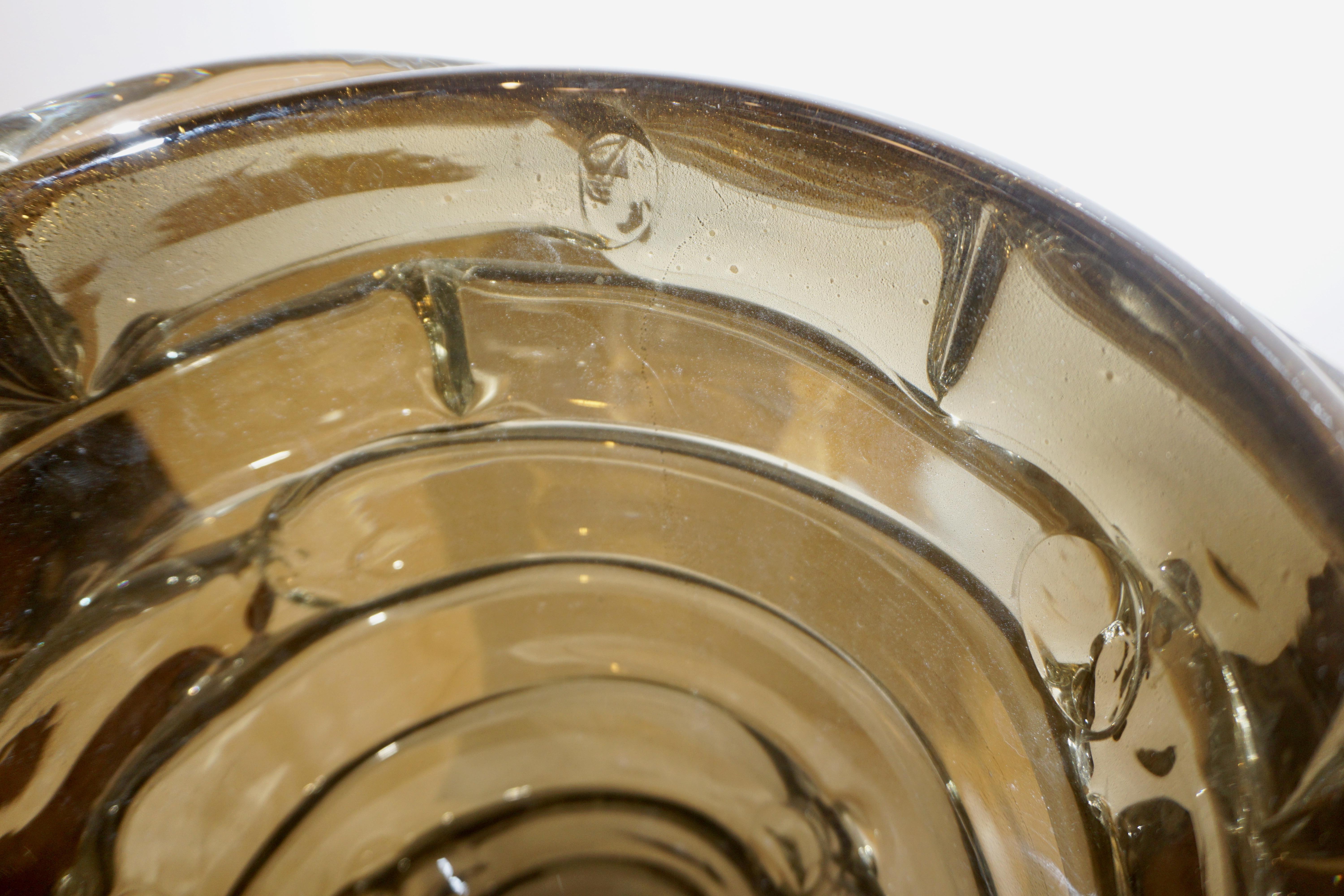 Cenedese 1980s Italian Modernist Crystal Murano Glass Gold Sculpture Vase 3