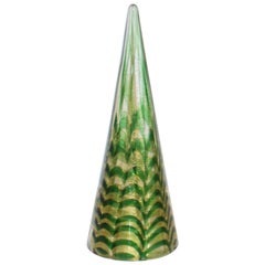 Cenedese 1980s Italian Modern Gold Green Swirl Murano Glass Tree Sculpture