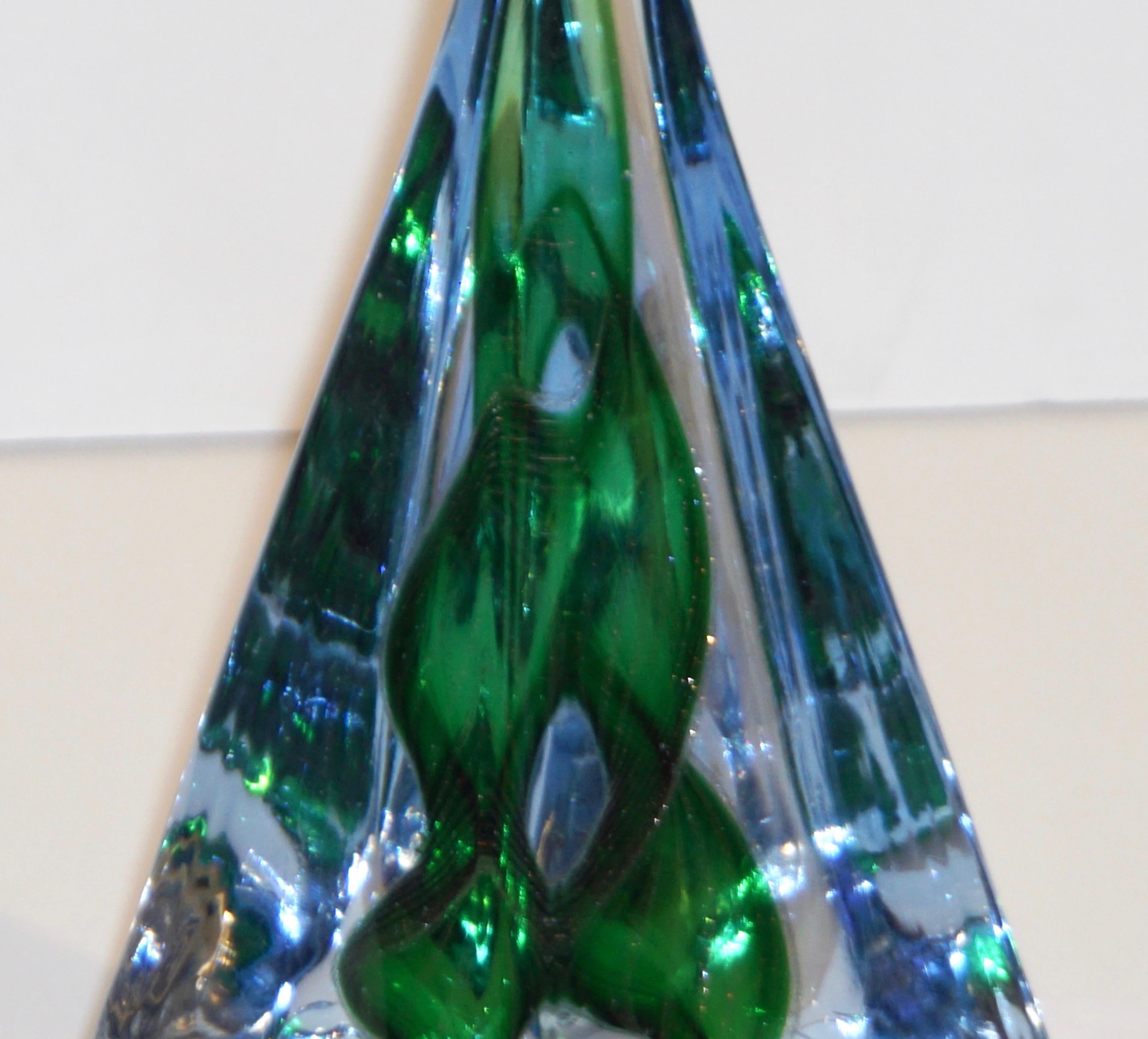 Cenedese 1980s Italian Vintage Green and Blue Murano Glass Tree Sculpture 5