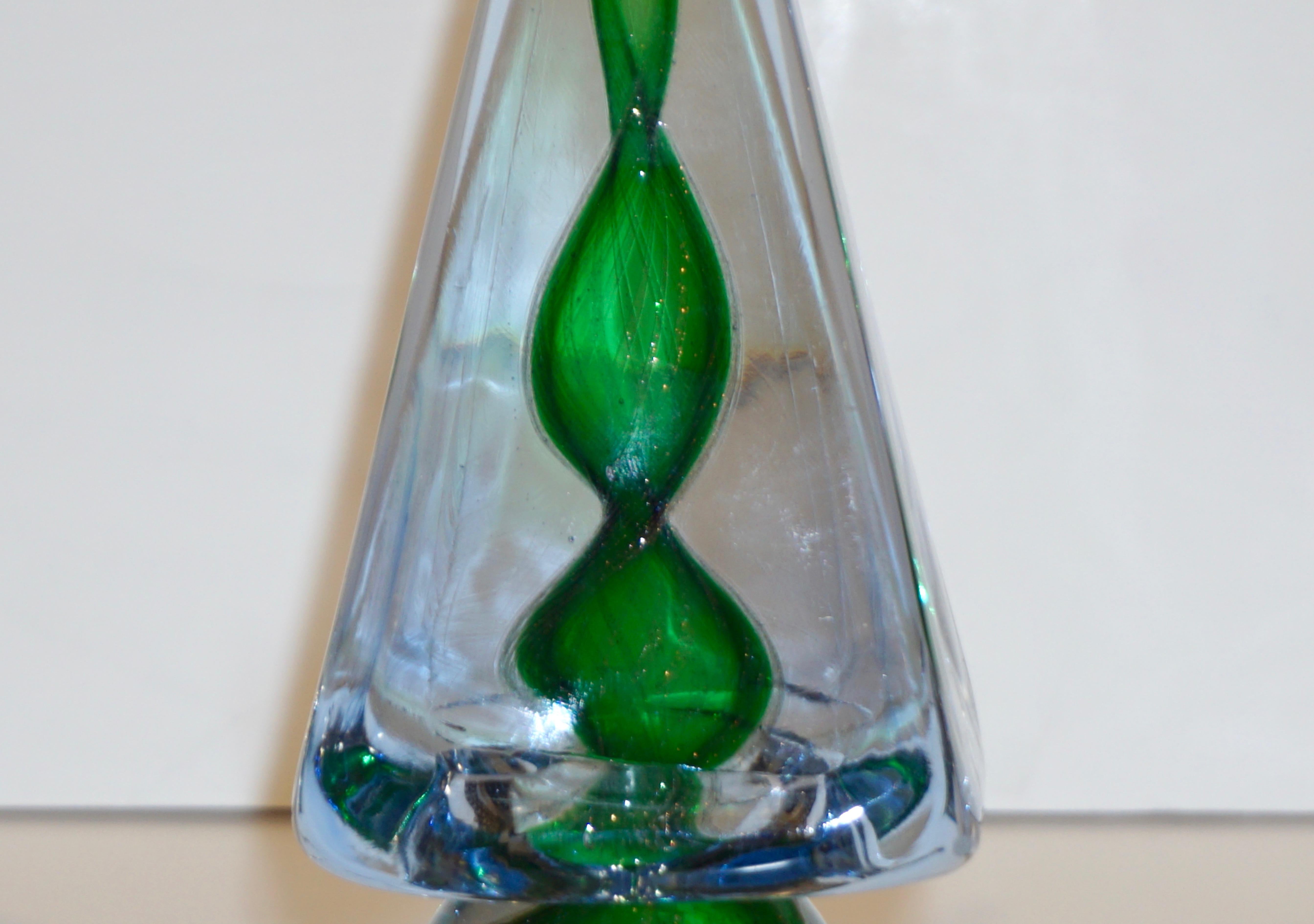 Hand-Crafted Cenedese 1980s Italian Vintage Green and Blue Murano Glass Tree Sculpture