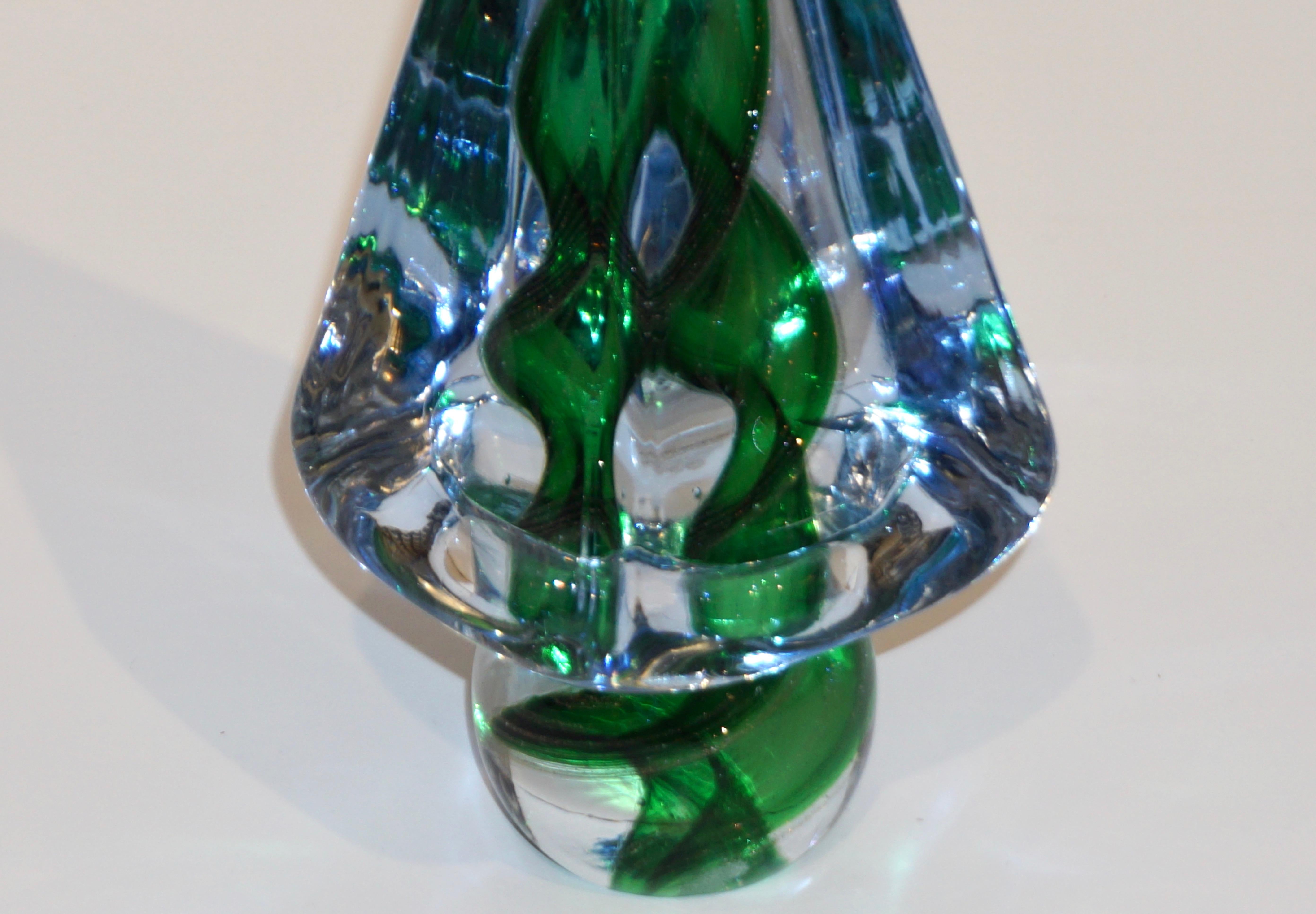 Cenedese 1980s Italian Vintage Green and Blue Murano Glass Tree Sculpture In Excellent Condition In New York, NY