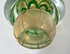 Cenedese 1980s Italian Vintage Green and Gold Murano Glass Tree Sculpture