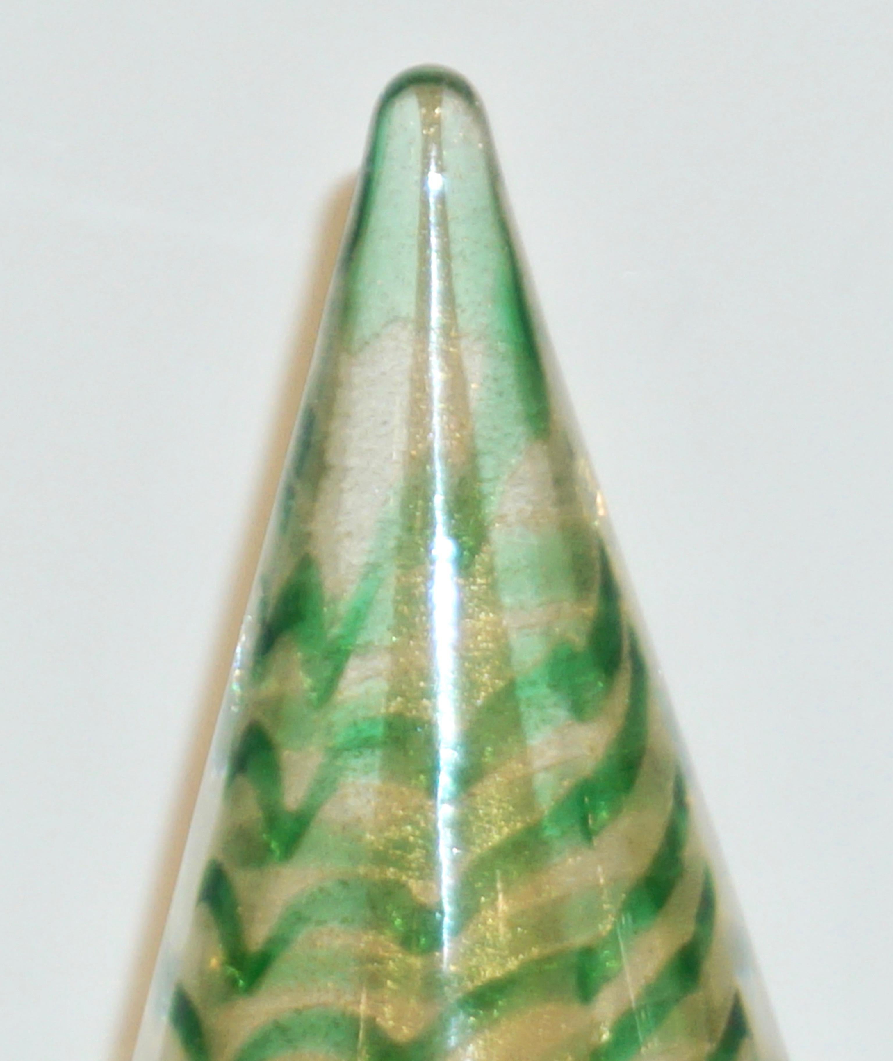 Late 20th Century Cenedese 1980s Italian Vintage Green and Gold Murano Glass Tree Sculpture