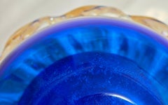 Cenedese & Albarelli Jarrón con gota de cristal azul Murano Italia Años 70 Moderna de mediados de siglo