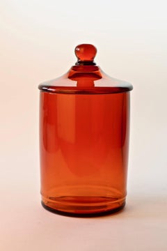 Amber Glass Apothecary Jar or Urn with Lid Murano Attributed to Cenedese, Italy
