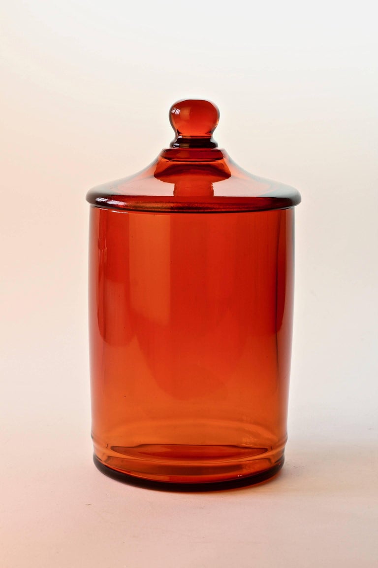 Cenedese Amber Glass Apothecary Jar or Urn with Lid Murano, Italy