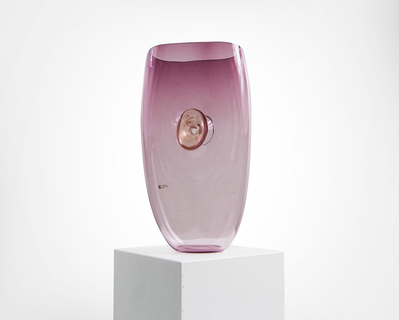 Italian Cenedese and Albarelli Murano Amethyst Glass Vase Huge For Sale