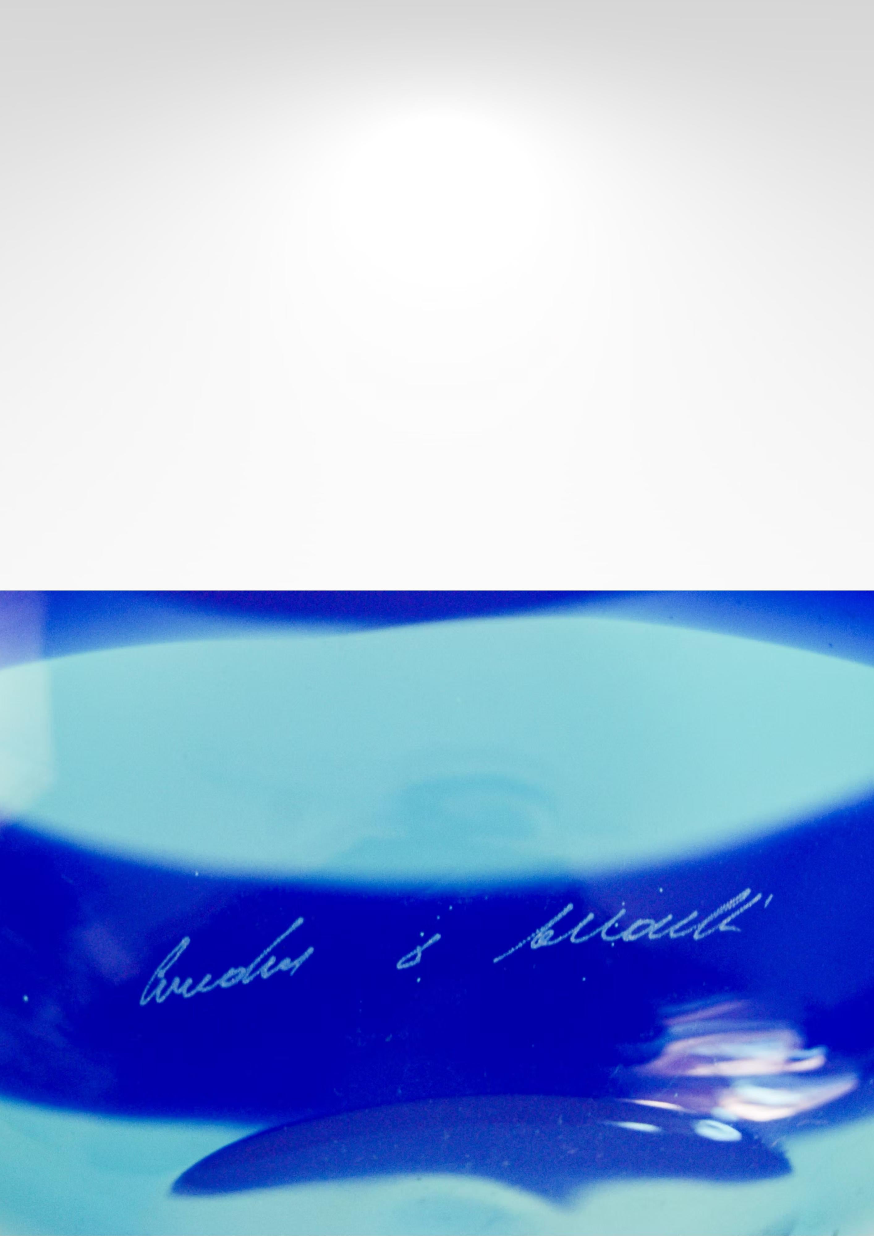 20th Century Cenedese and Albarelli Murano Glass Blue Striped Vase For Sale