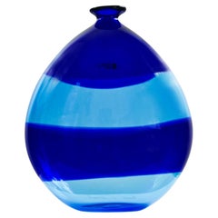 Cenedese and Albarelli Murano Glass Blue Striped Vase