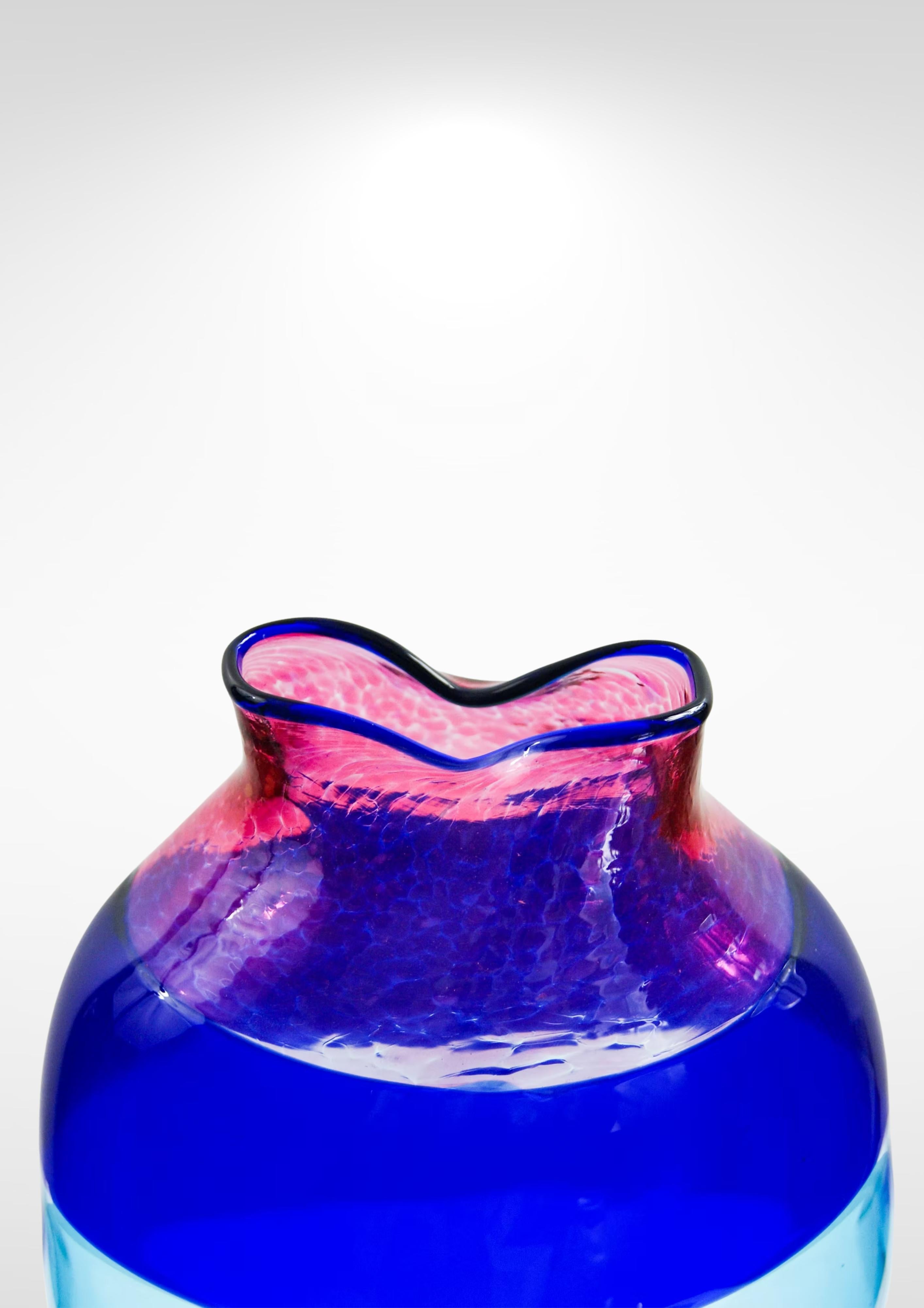 Cenedese & Albarelli Murano Glas Vase Rosa und Blau (Moderne der Mitte des Jahrhunderts) im Angebot